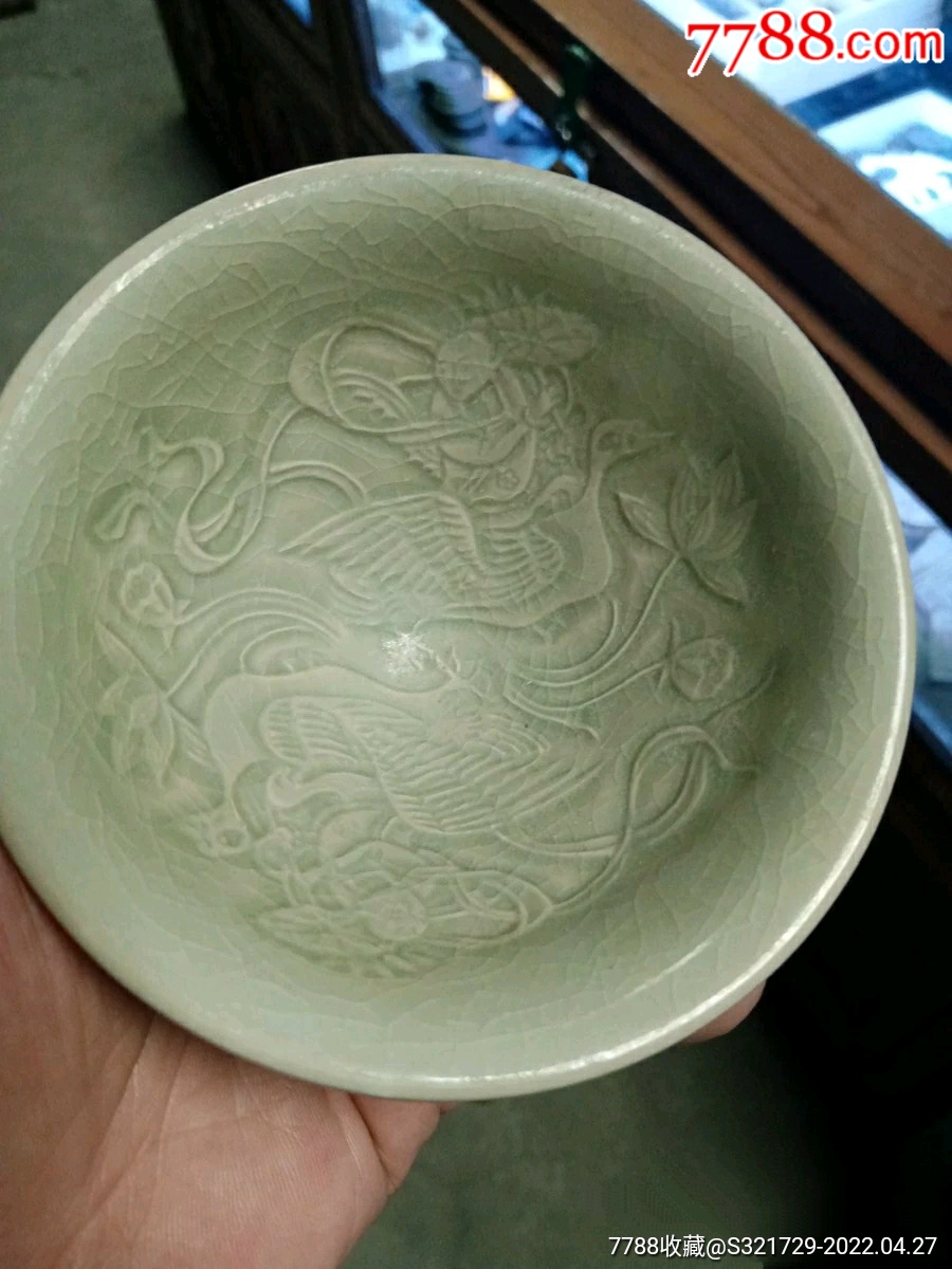 耀州窑刀刻工小茶盏