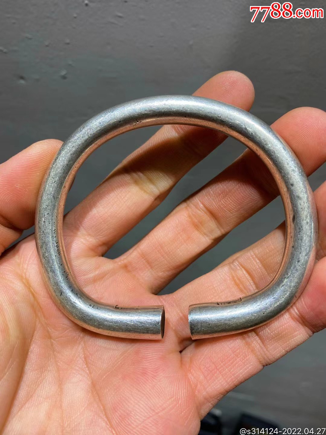 清代轨道镯银质雪白带有款大气威武真正的之物雪花白银官器十足老银