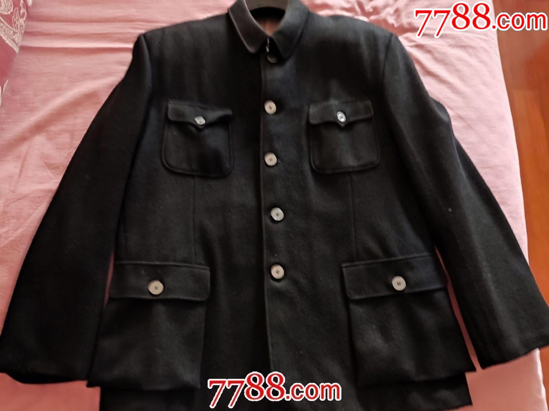 黑色中山装呢制服上衣一件