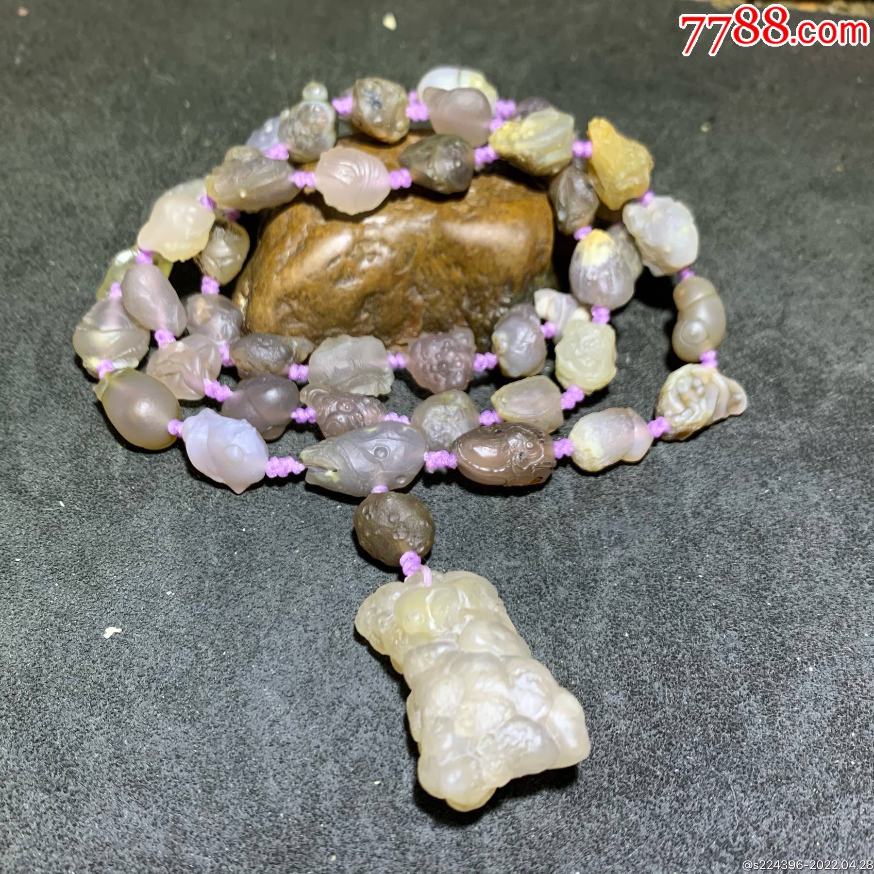 精美阿拉善冰透紫罗兰筋脉原石项链一条!_玛瑙_第1张_7788陶器收藏