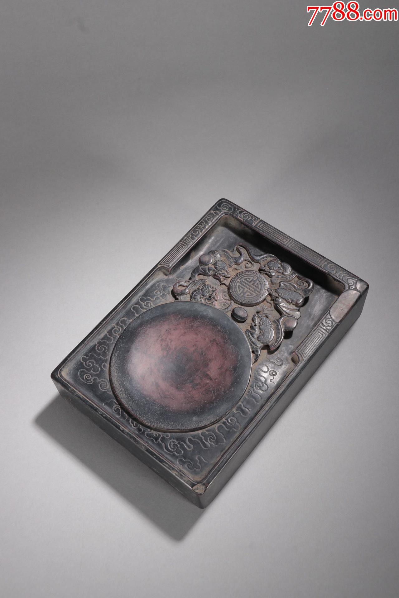 端石五福祝寿砚台