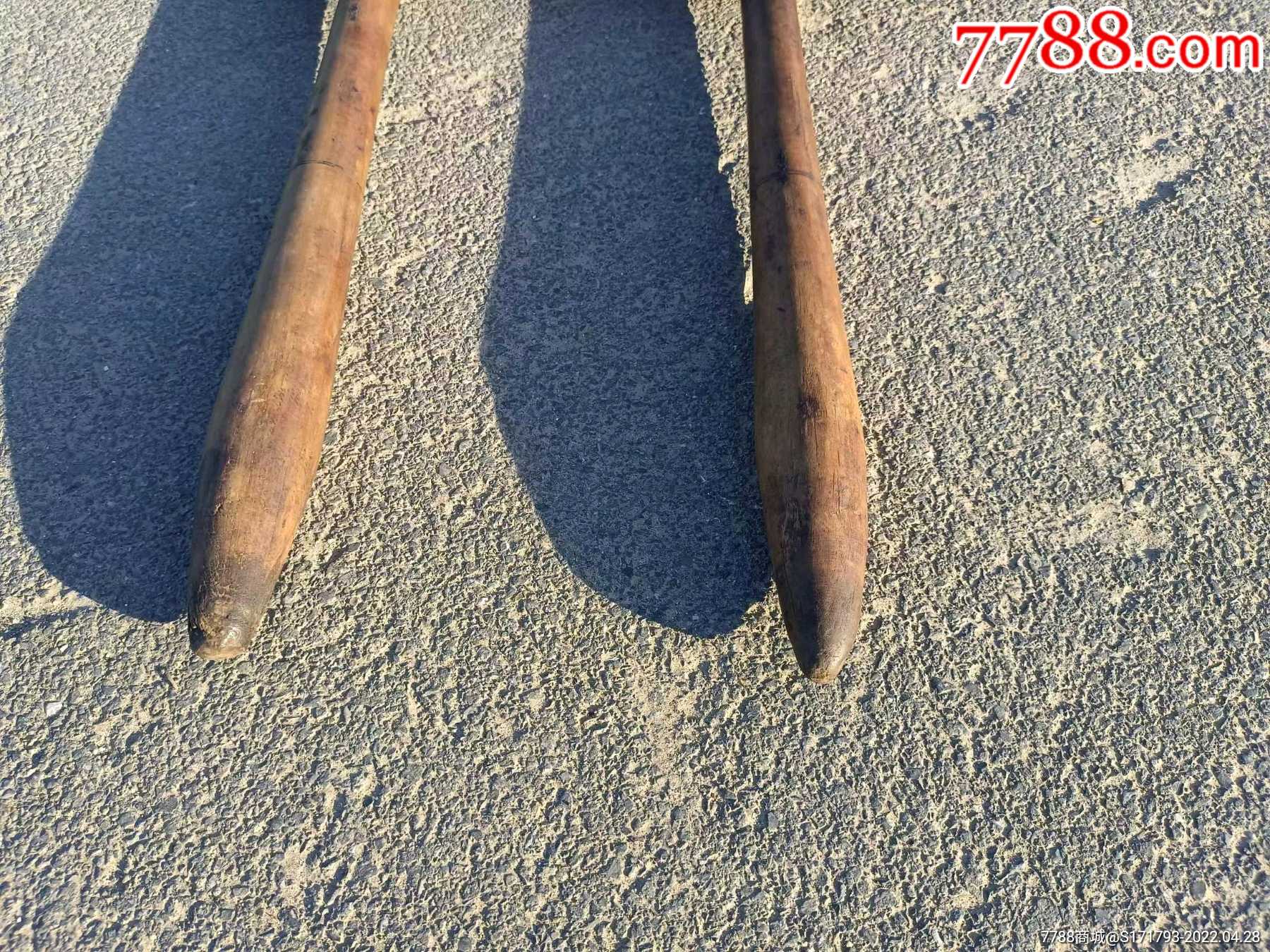 清代枣木冷兵器之王拐子一对包浆醇厚使用痕迹明显