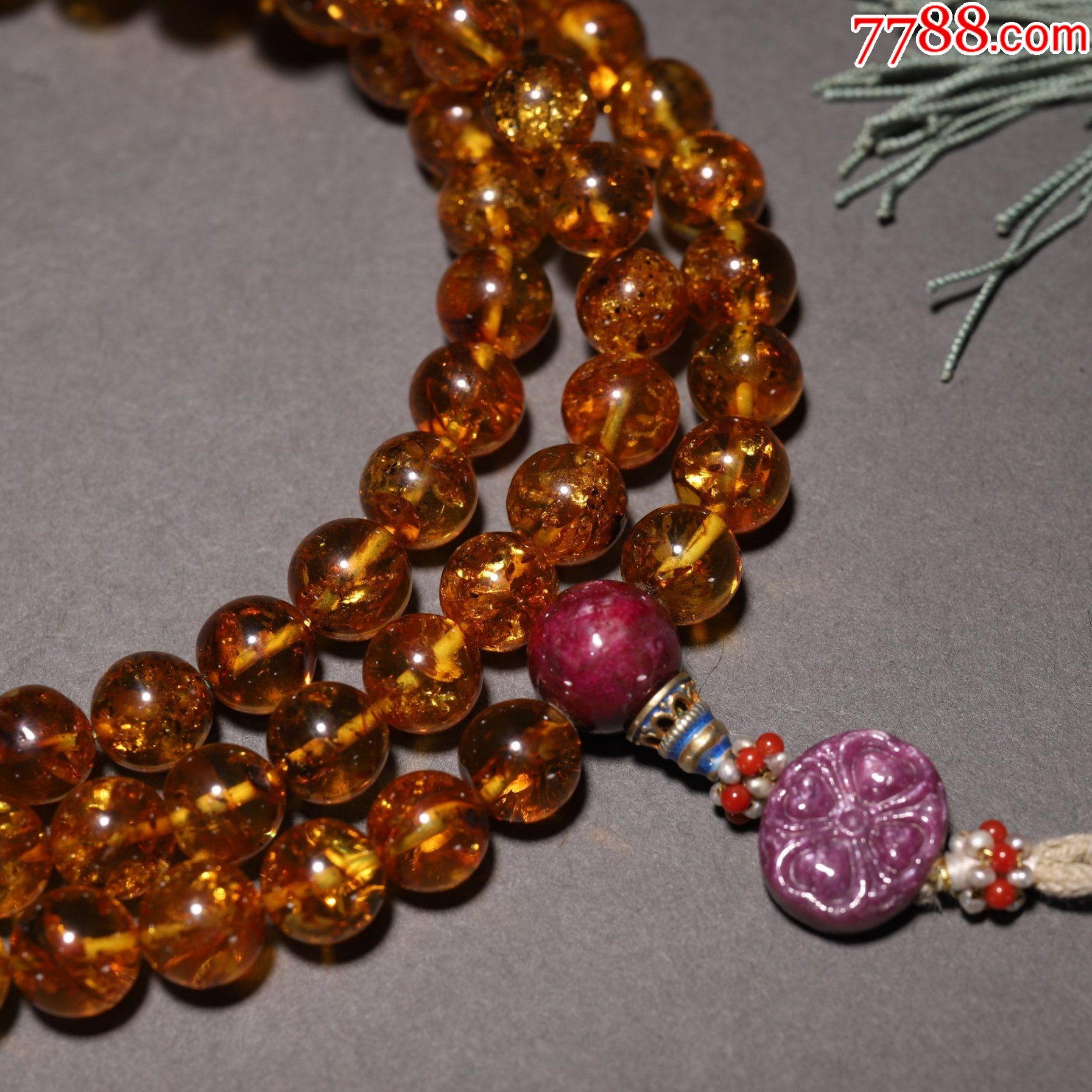 回流花珀108佛珠._琥珀_第2张_7788纸艺