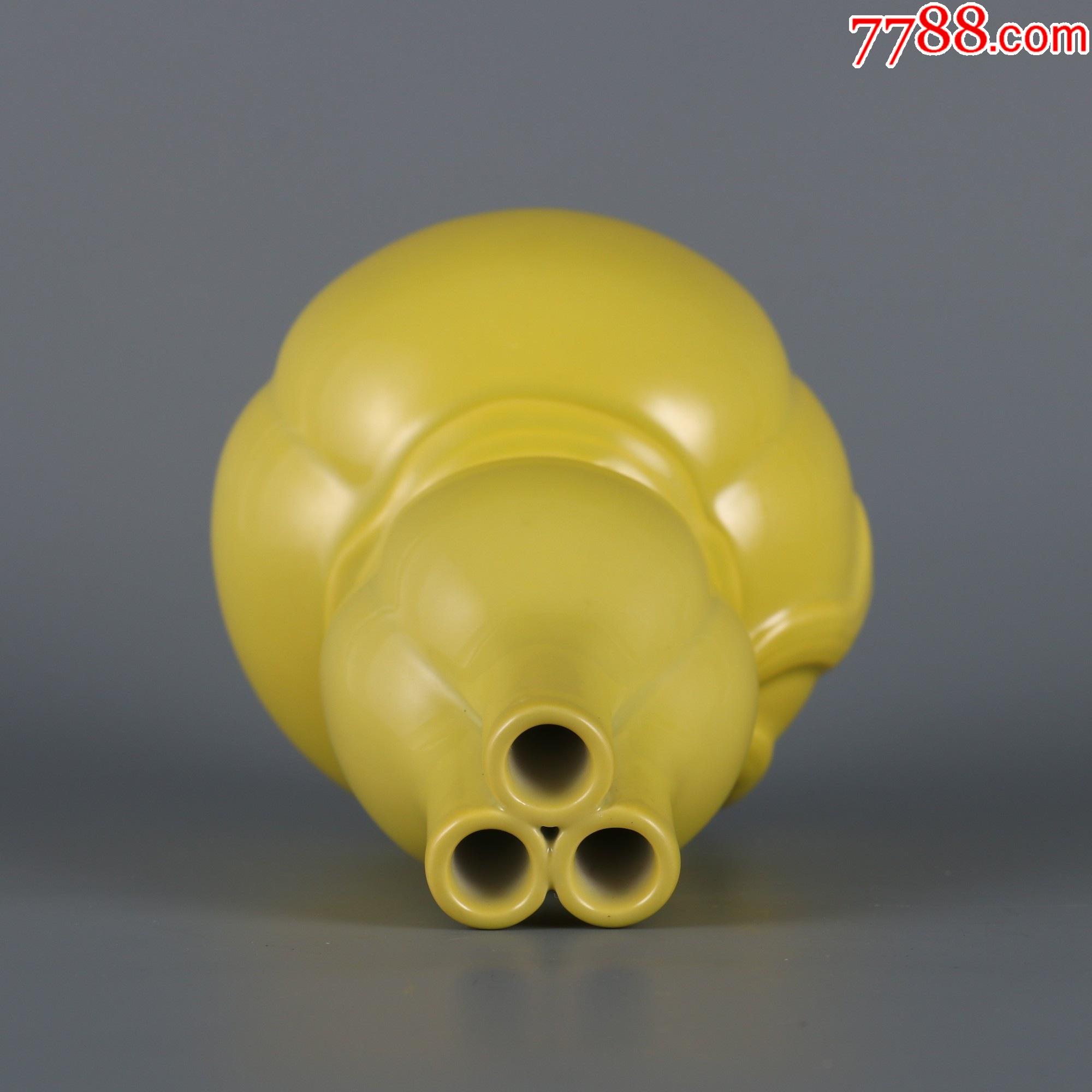 黄釉飘带瓜菱三管葫芦瓶wa21s18f