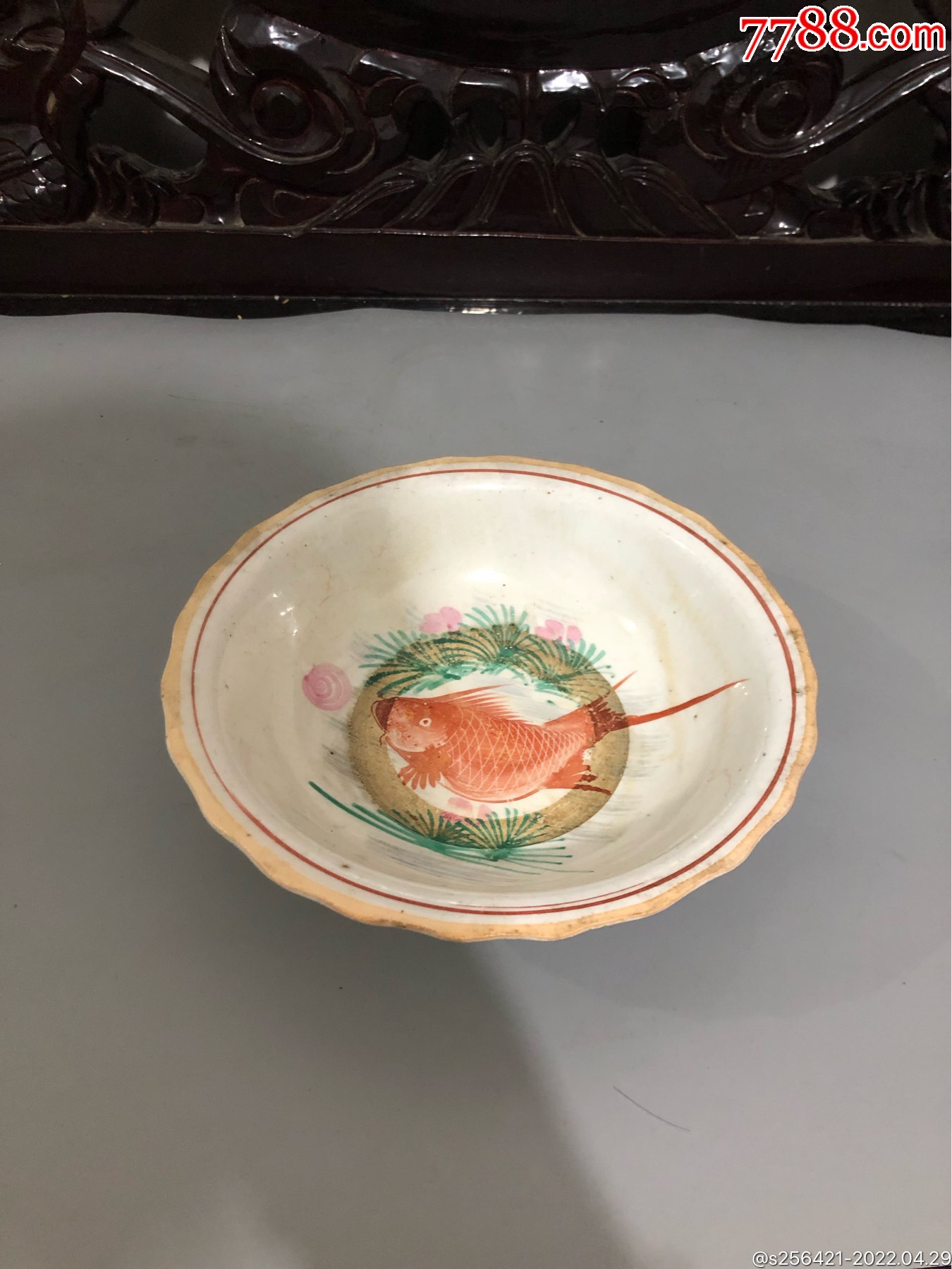 民国手工画鱼盘完整