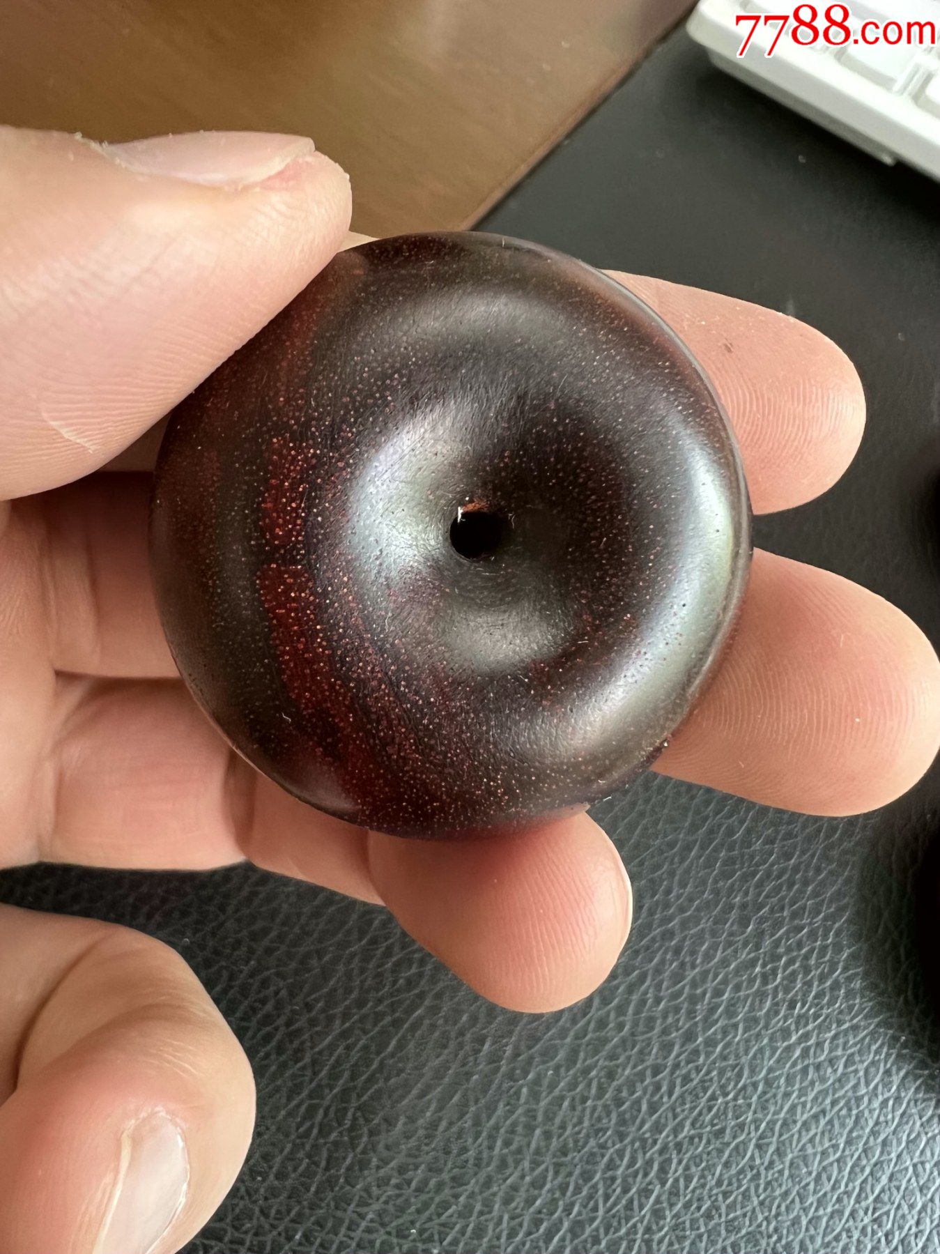 包真印度野生小叶紫檀高油密火焰纹面包圈平安扣363620