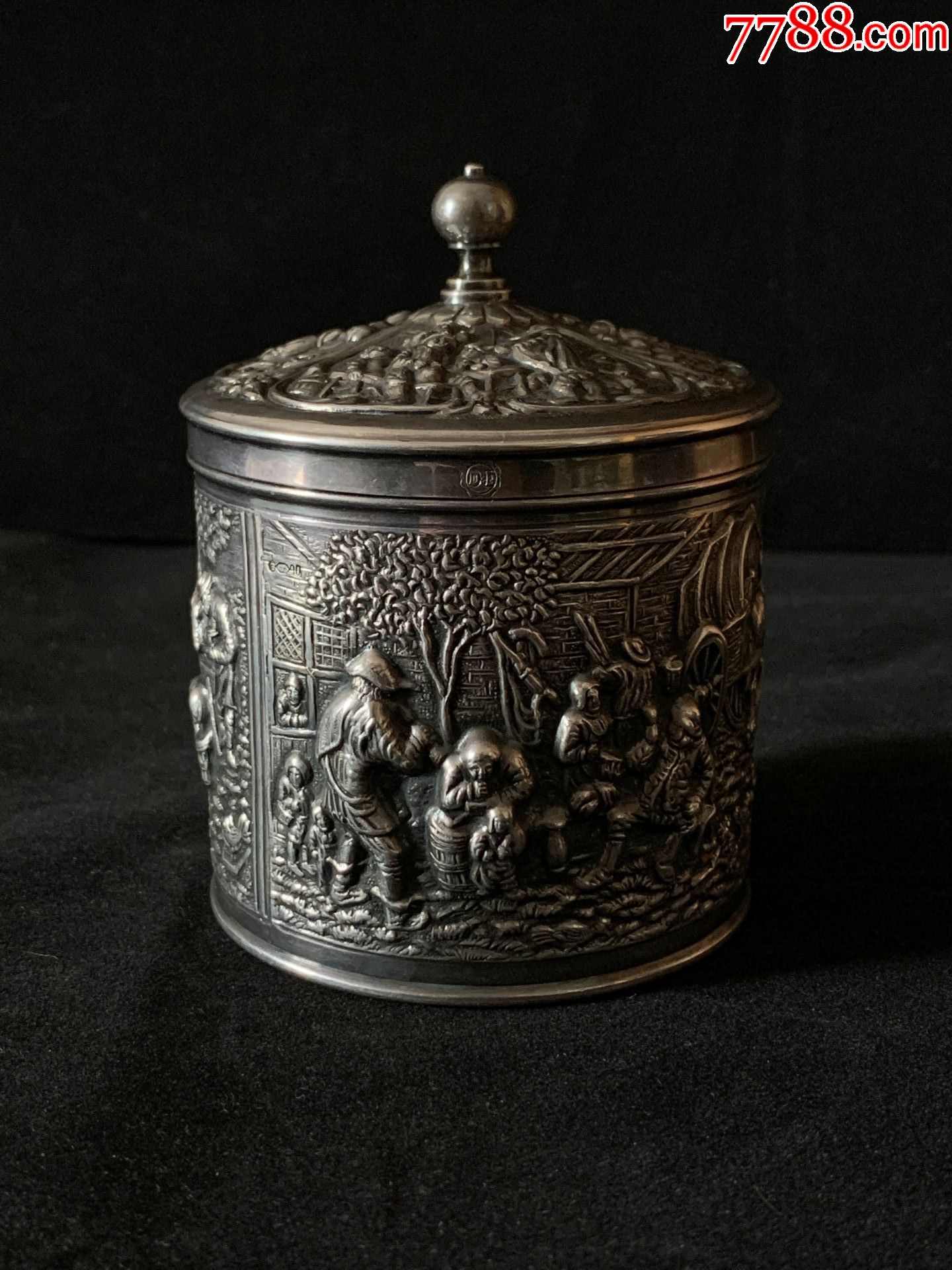 建国初期高浮雕人物故事茶叶罐(已鉴定)-价格:688元-se86797778-铜皿