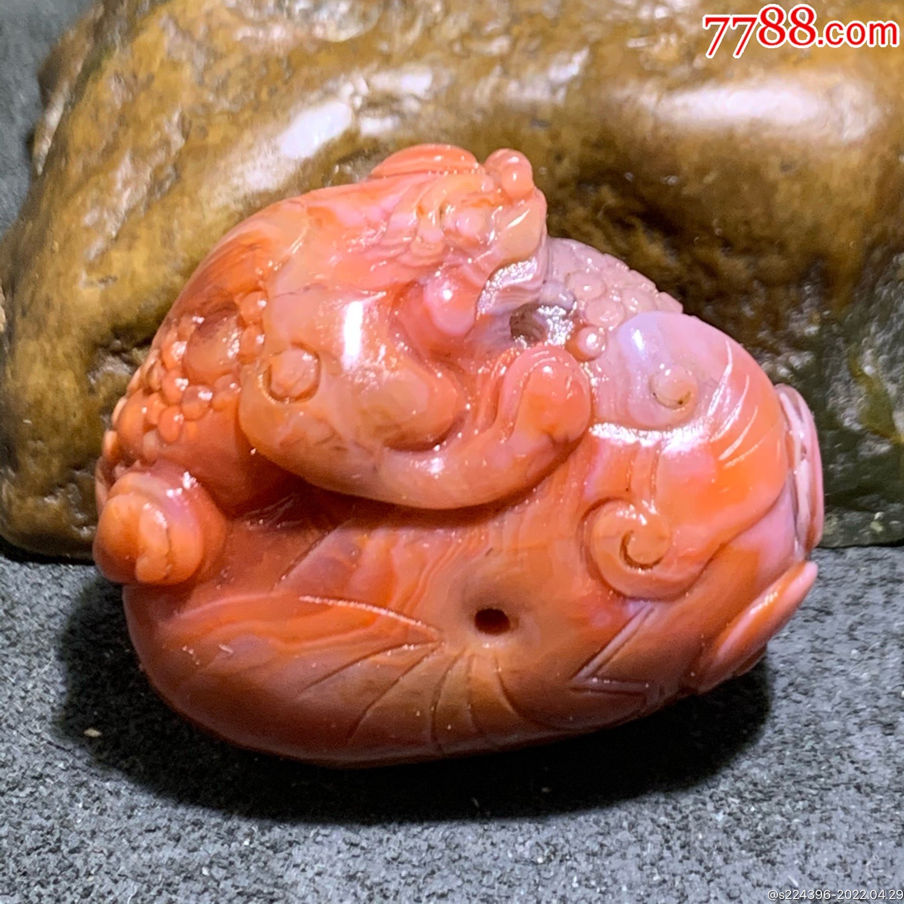 川料南红玛瑙雕刻金蟾吊坠一个