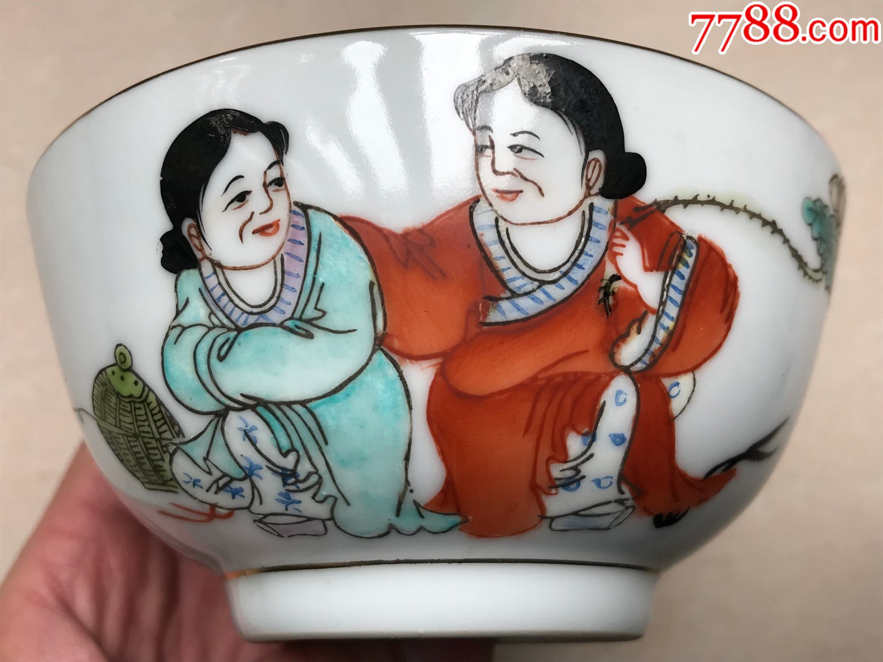 七八十年代粉彩和合二仙碗-价格:120元-se86805334-彩绘瓷/彩瓷-零售