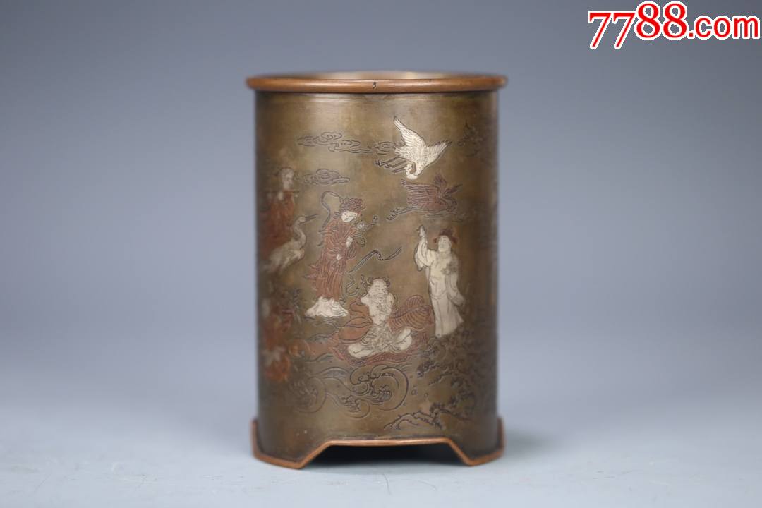 铜制八仙笔筒