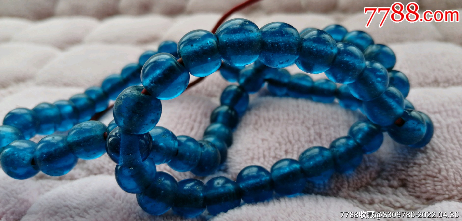 大孔道的纯手工深蓝色老琉璃珠子一串60颗_琉璃珠/球_第4张_7788瓷器