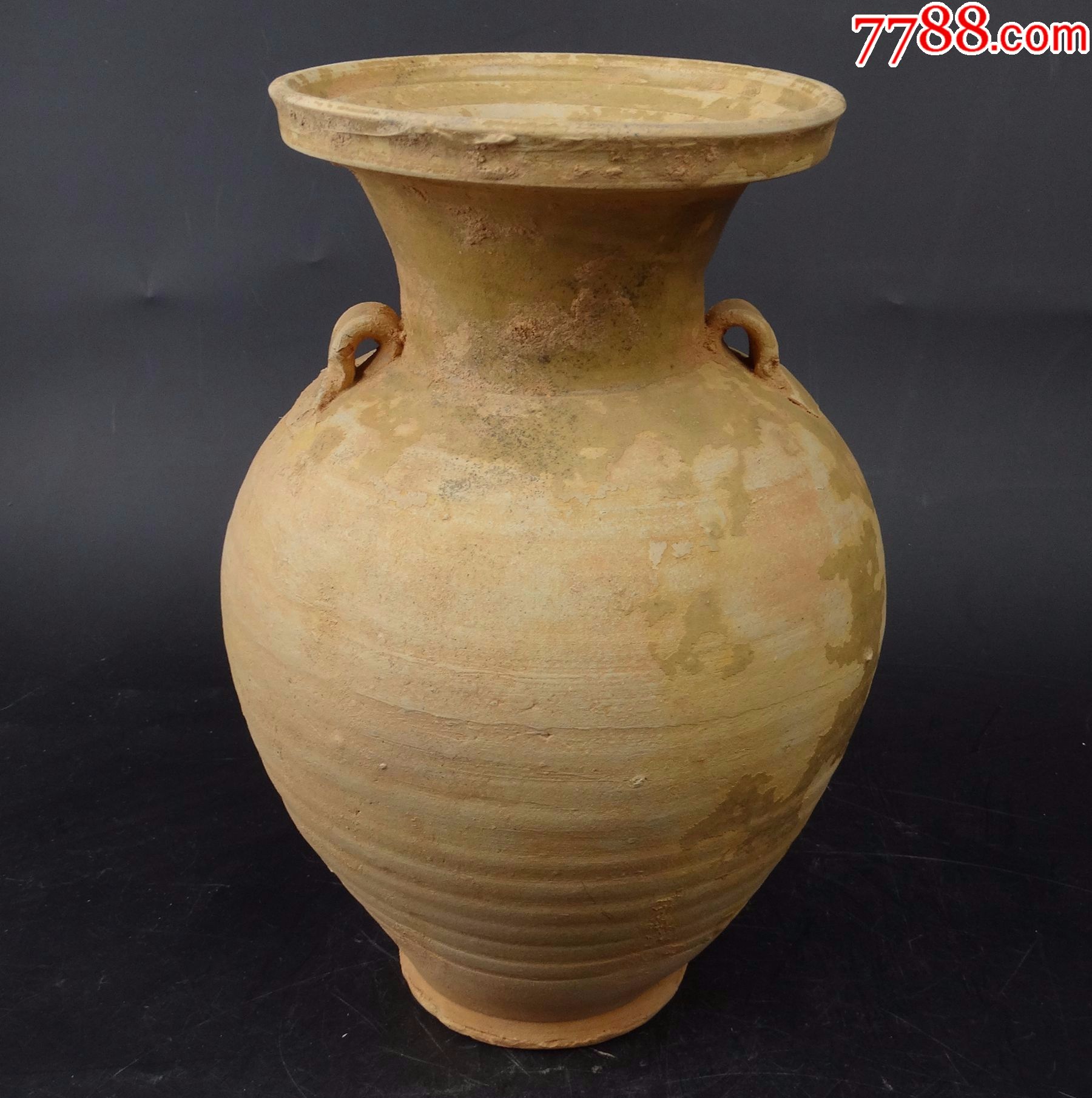 10001古玩古董包真包老高古老货高古南北朝洪州窑青釉双系盘口瓶