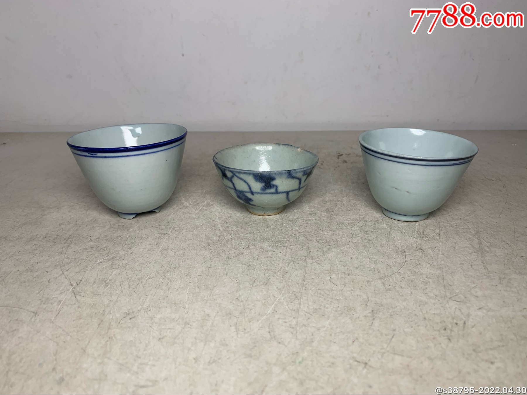 一个清三代两个民国茶杯-价格:100元-se86817191-青花瓷-零售-7788