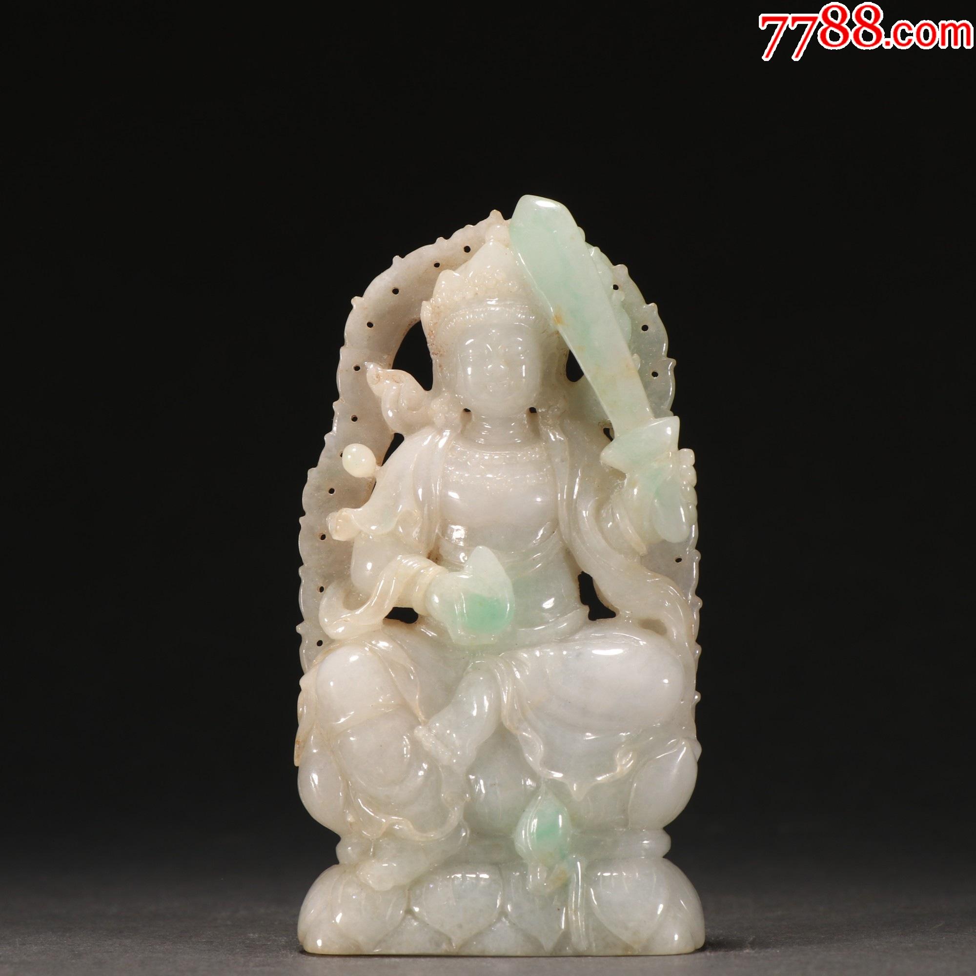 翡翠文殊菩萨摆件