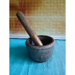 民国药臼铜药杵子