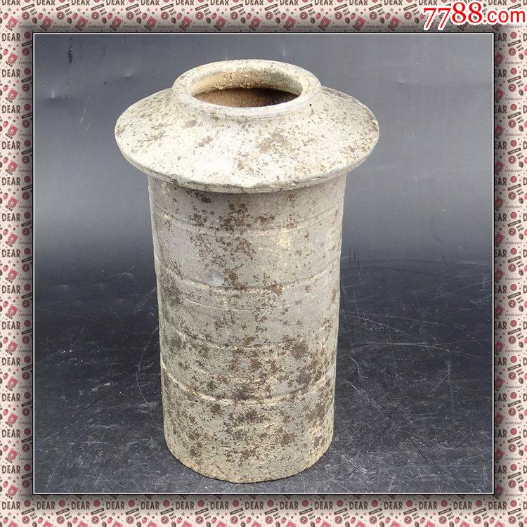 4#古玩古董包真包老高古陶瓷器老货已鉴定汉代旋纹灰陶谷仓罐-价格