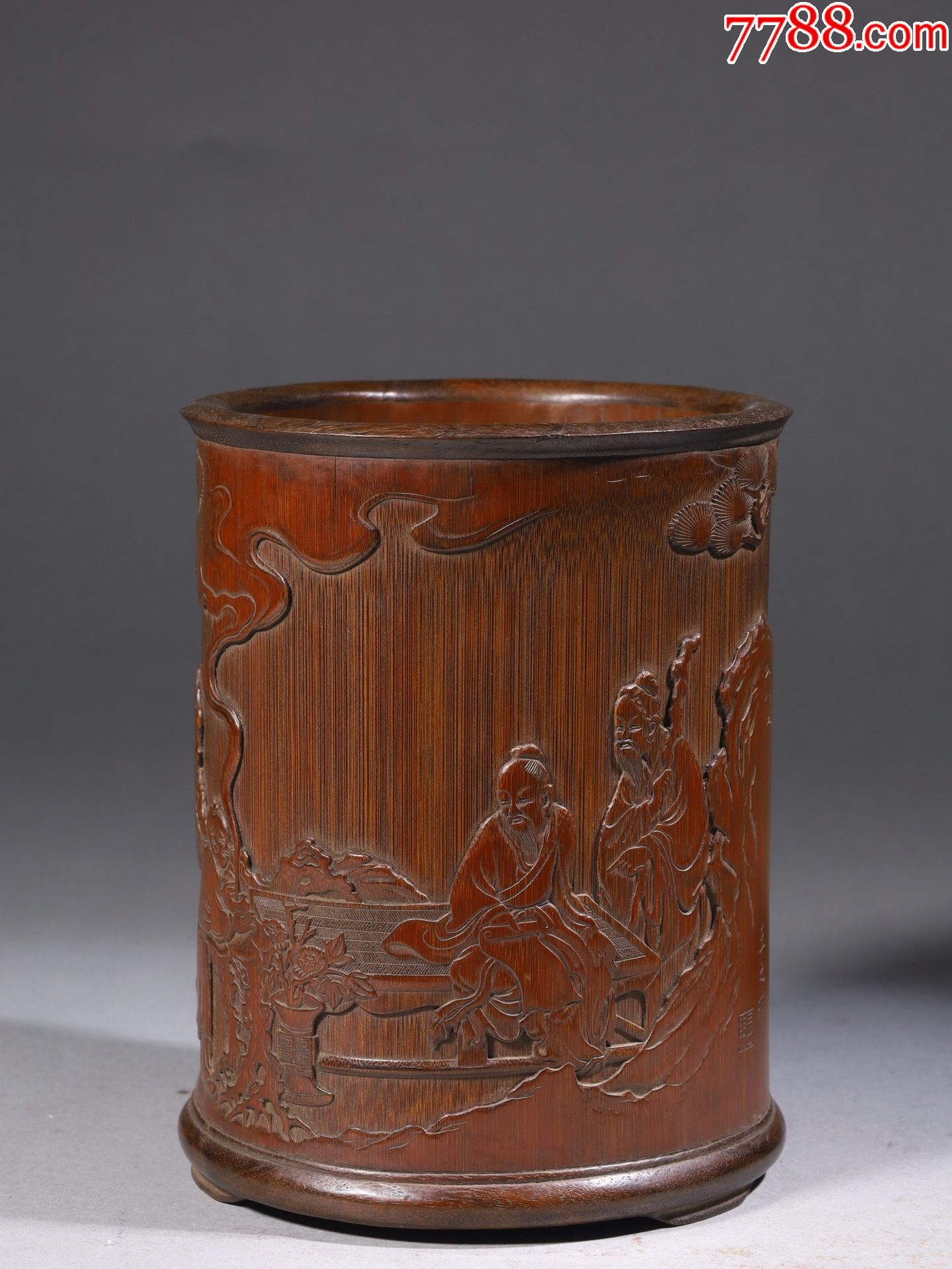 竹雕山水风景人物故事笔筒._价格8000元_第1张_7788收藏__收藏热线