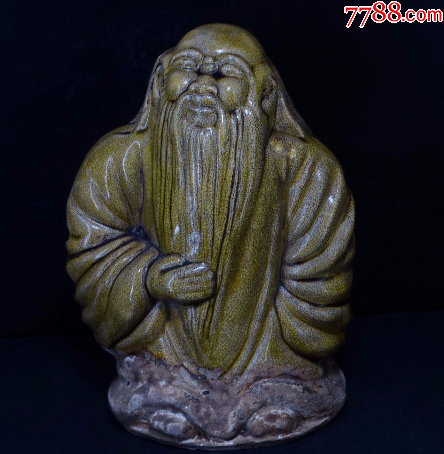 5品9910094#古玩包真包老高古陶瓷已鉴定汉代出土青釉刻花水波纹双