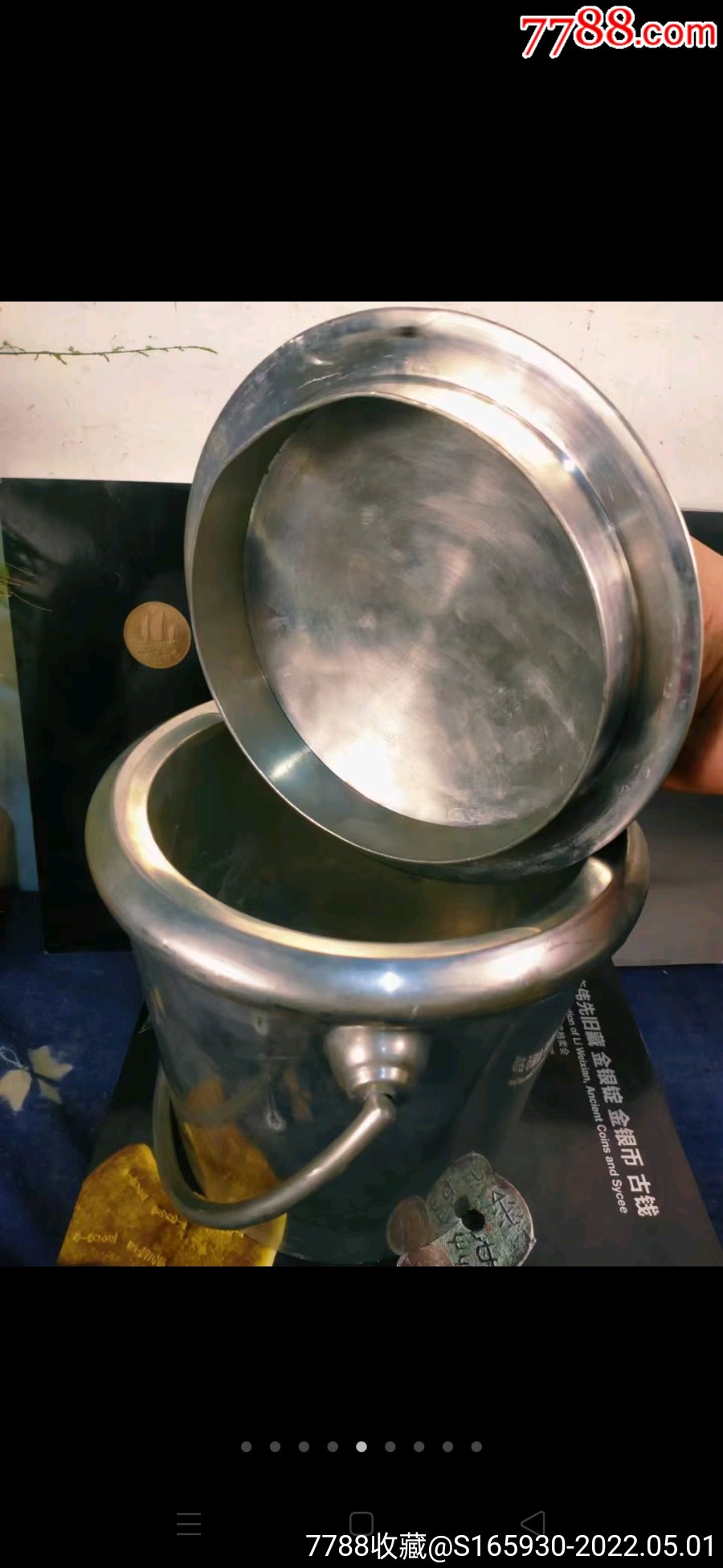 早期大几十年欧洲产镀银老冰桶一个纯金属的双层真空设计保温效果极佳