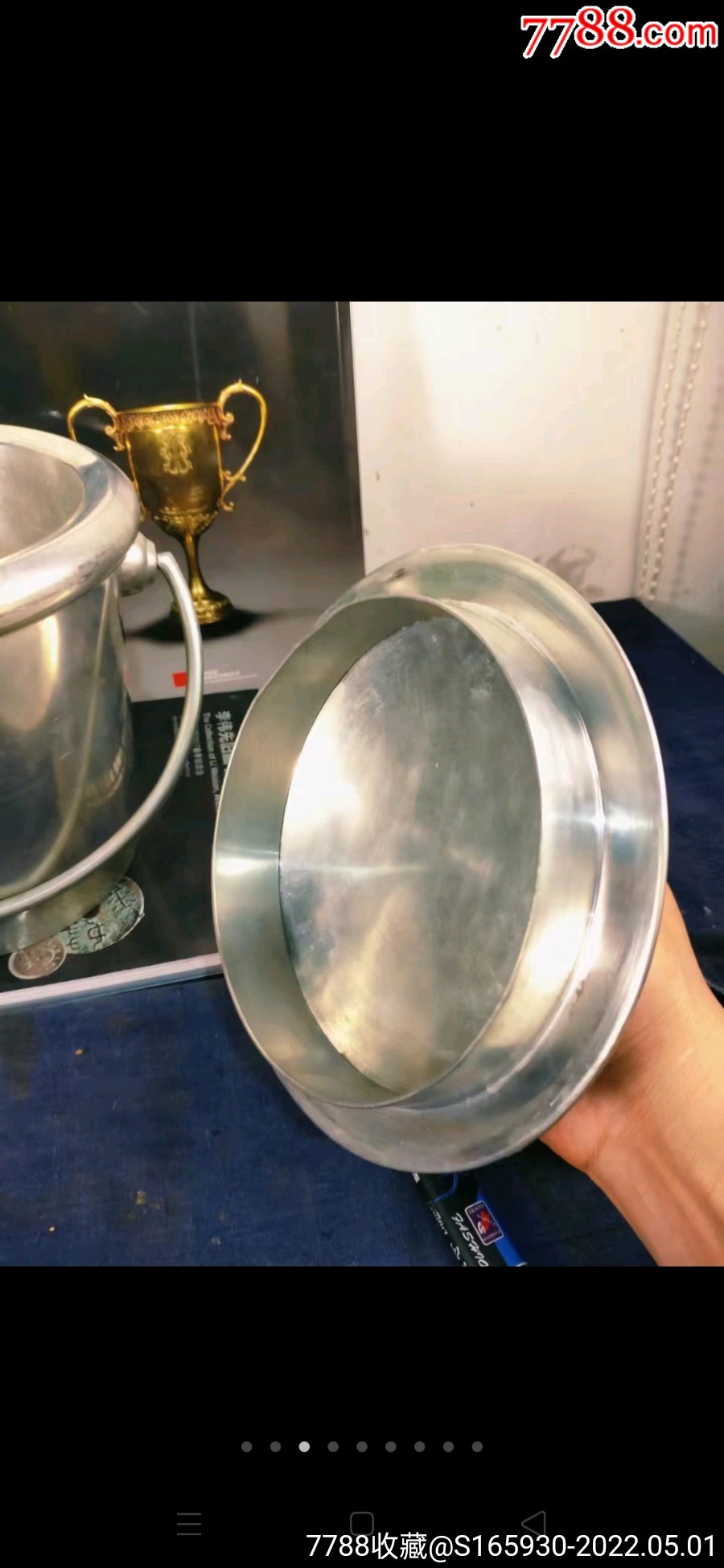 早期大几十年欧洲产镀银老冰桶一个纯金属的双层真空设计保温效果极佳