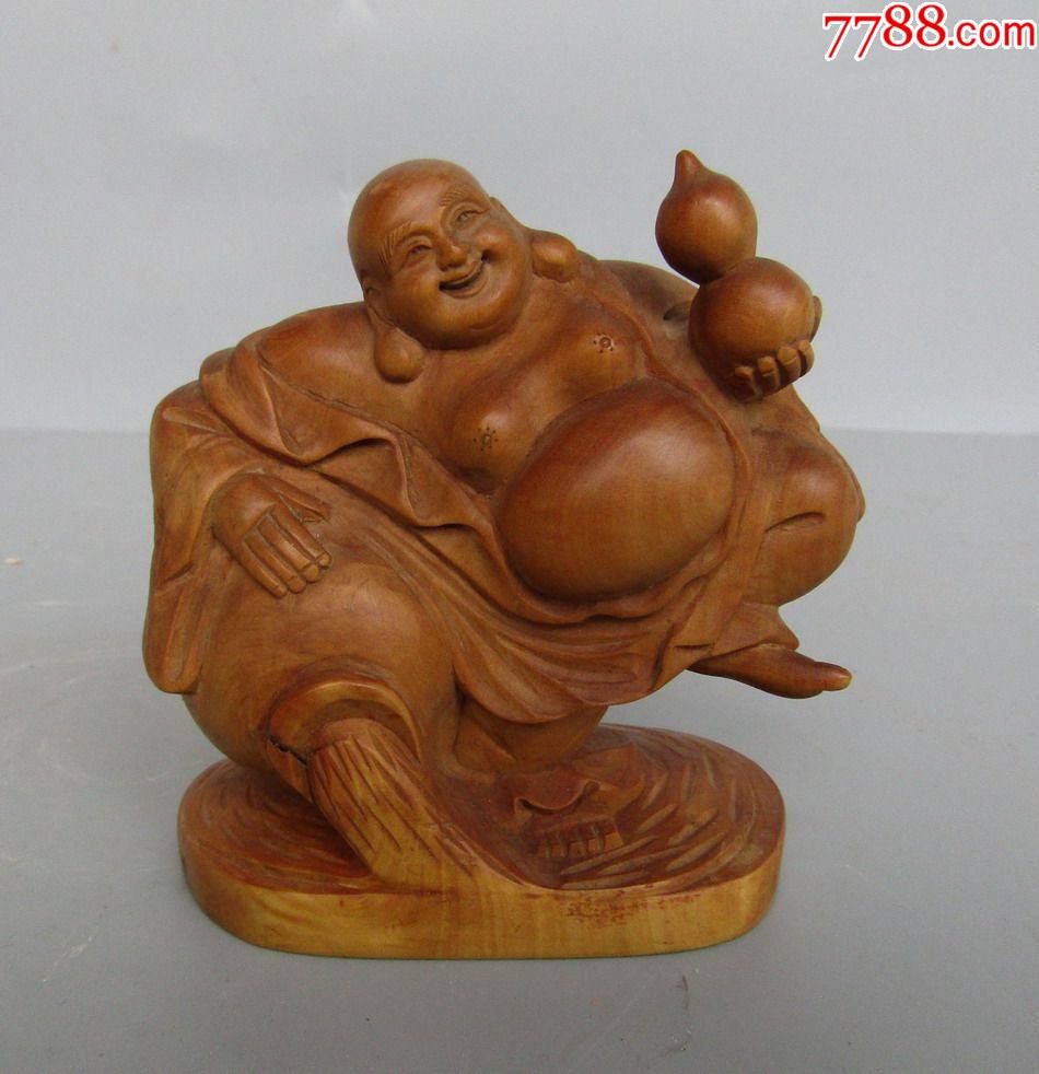 弥勒佛木雕小摆件