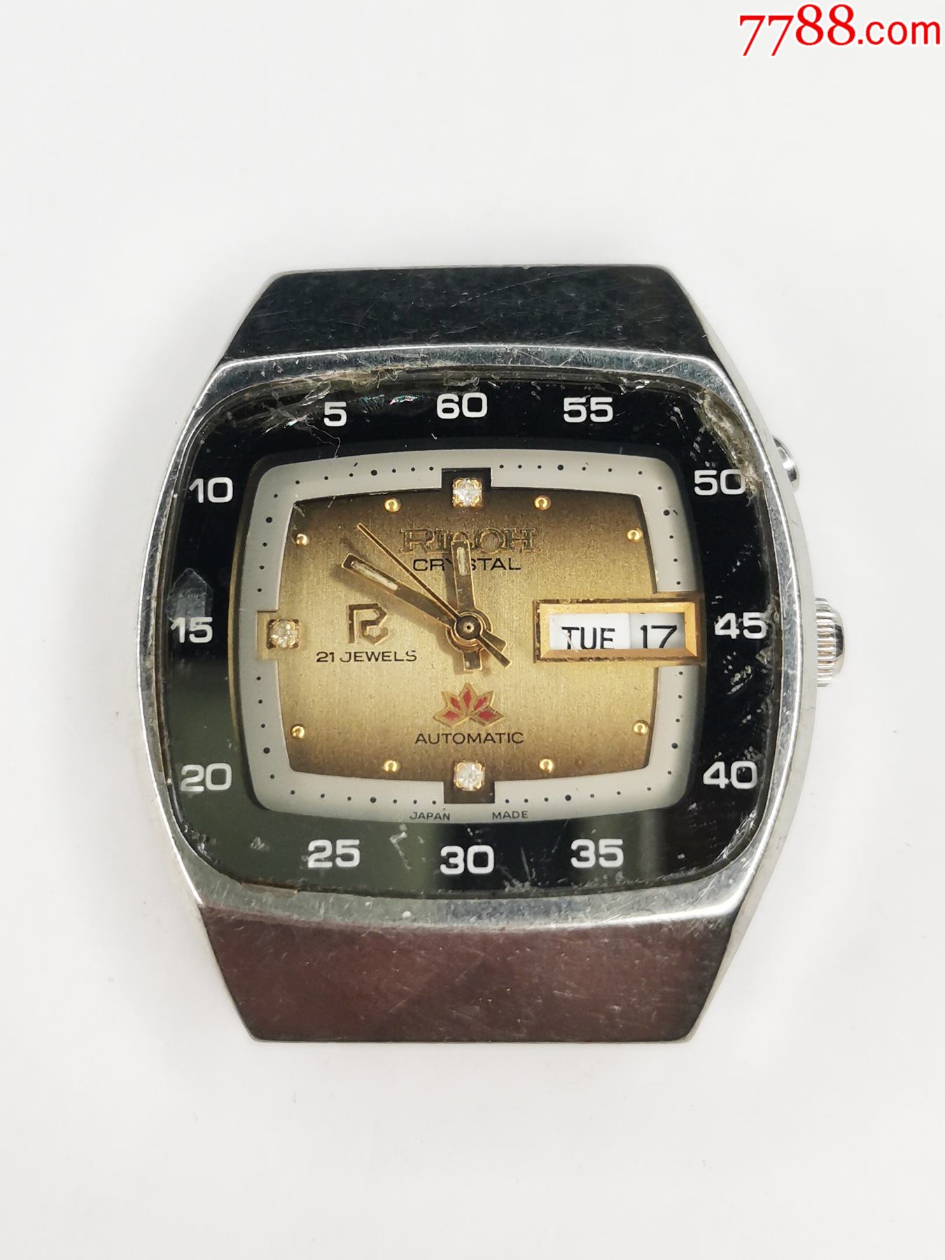 正品老款日本丽雀ricoh手动机械表男腕表中古老手表古董表方形表