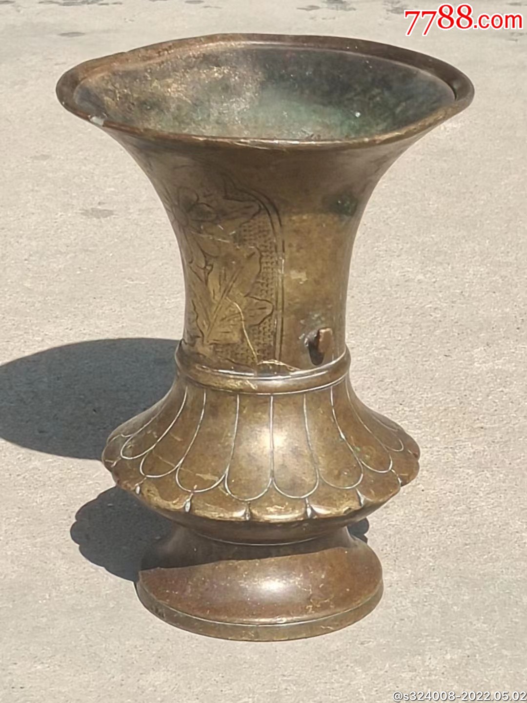 清代铜花觚一个,做工漂亮,全品完整.-铜皿/盛具-7788青白瓷收藏