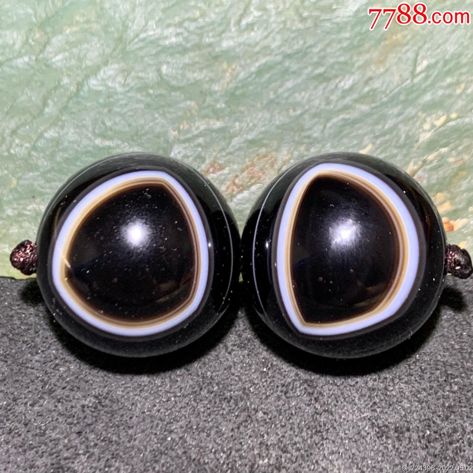 精品同料药师玛瑙天眼20圆珠一对
