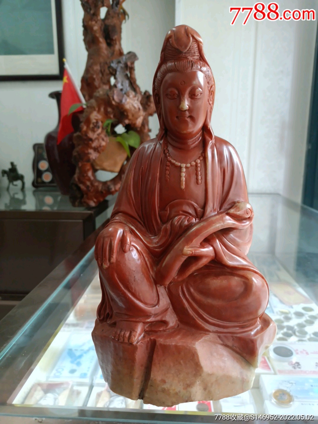 寿山石雕刻观音菩萨像