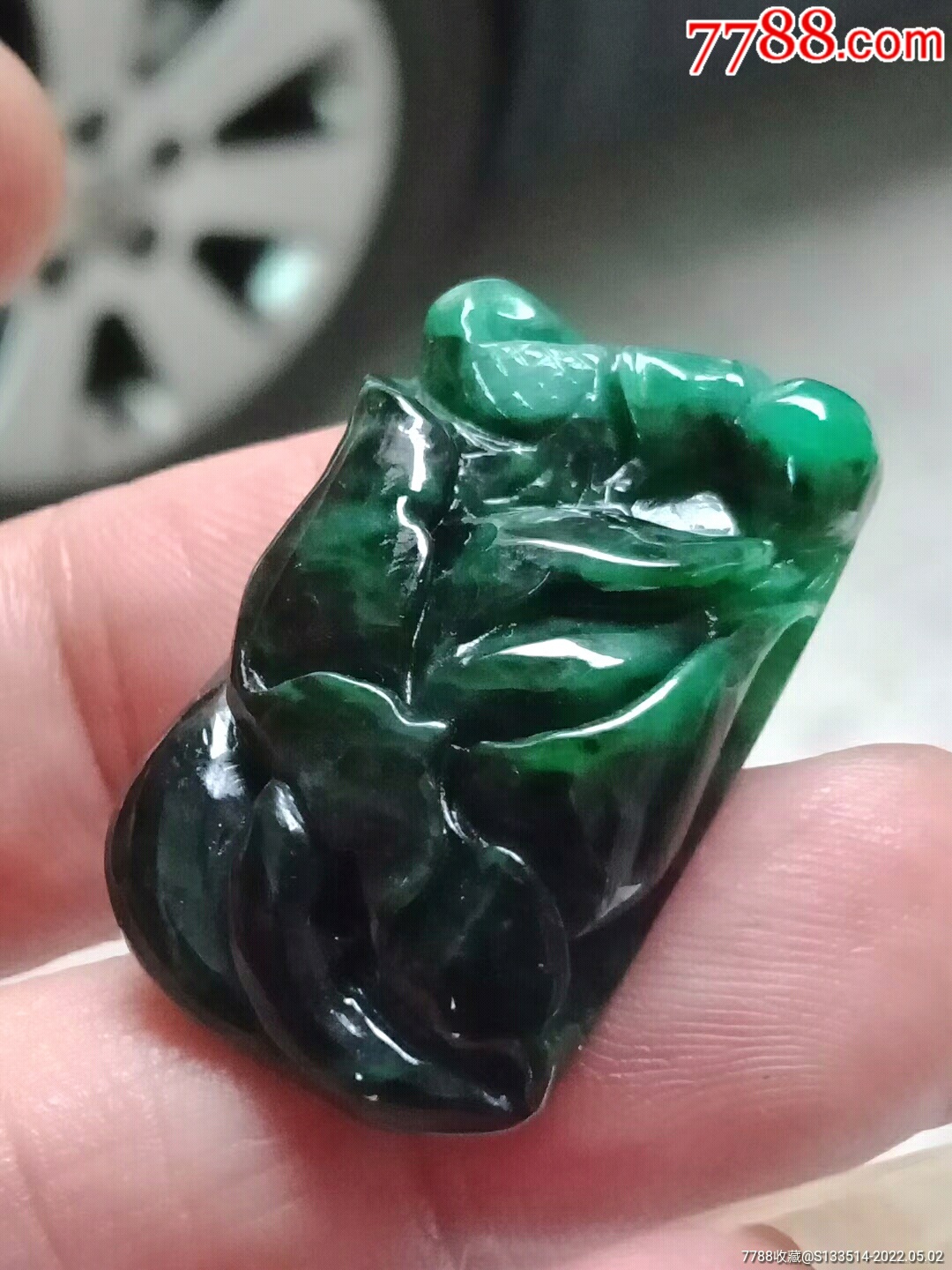 缅甸翡翠20942a阳绿莲花挂件送证书