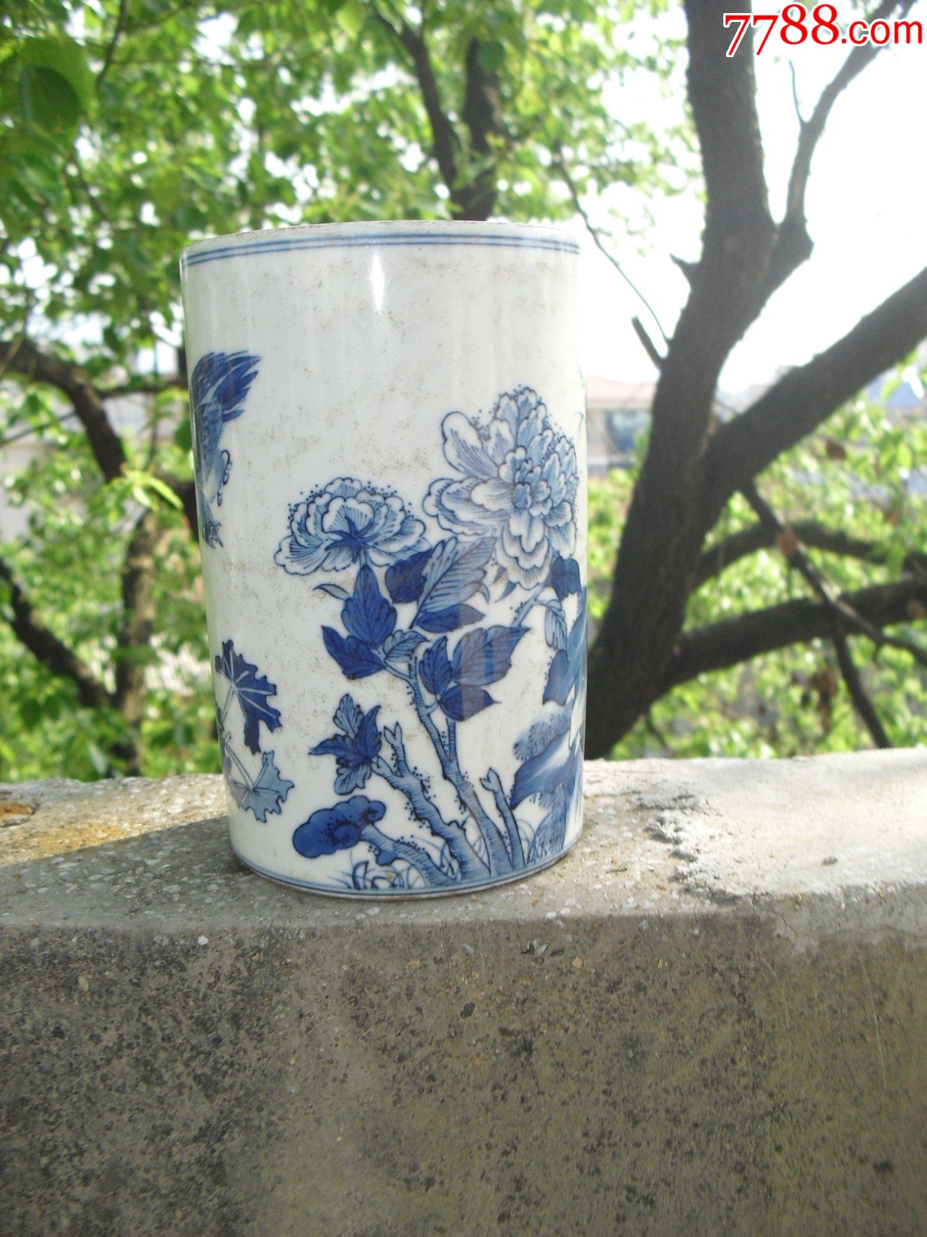 崇祯青花花鸟纹笔筒-价格:99999元-se86857003-青花瓷-零售-7788收藏
