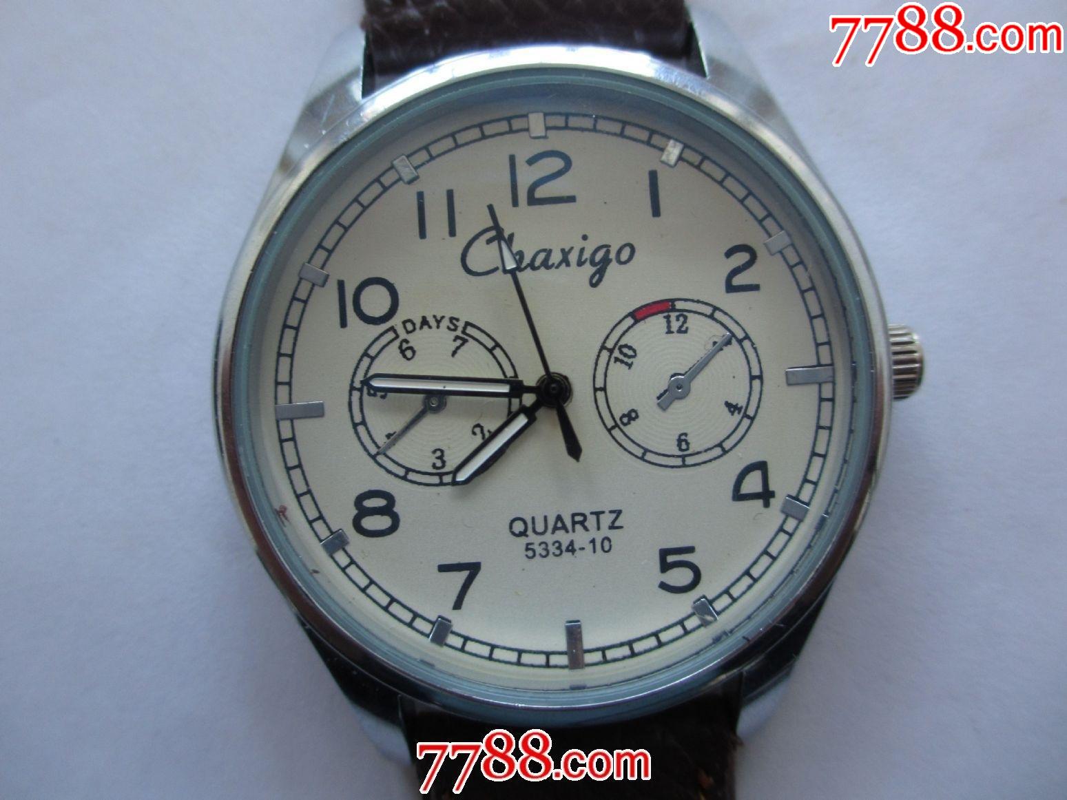 全新非常漂亮白盘全数字刻度chaxigo男士腕表一块1