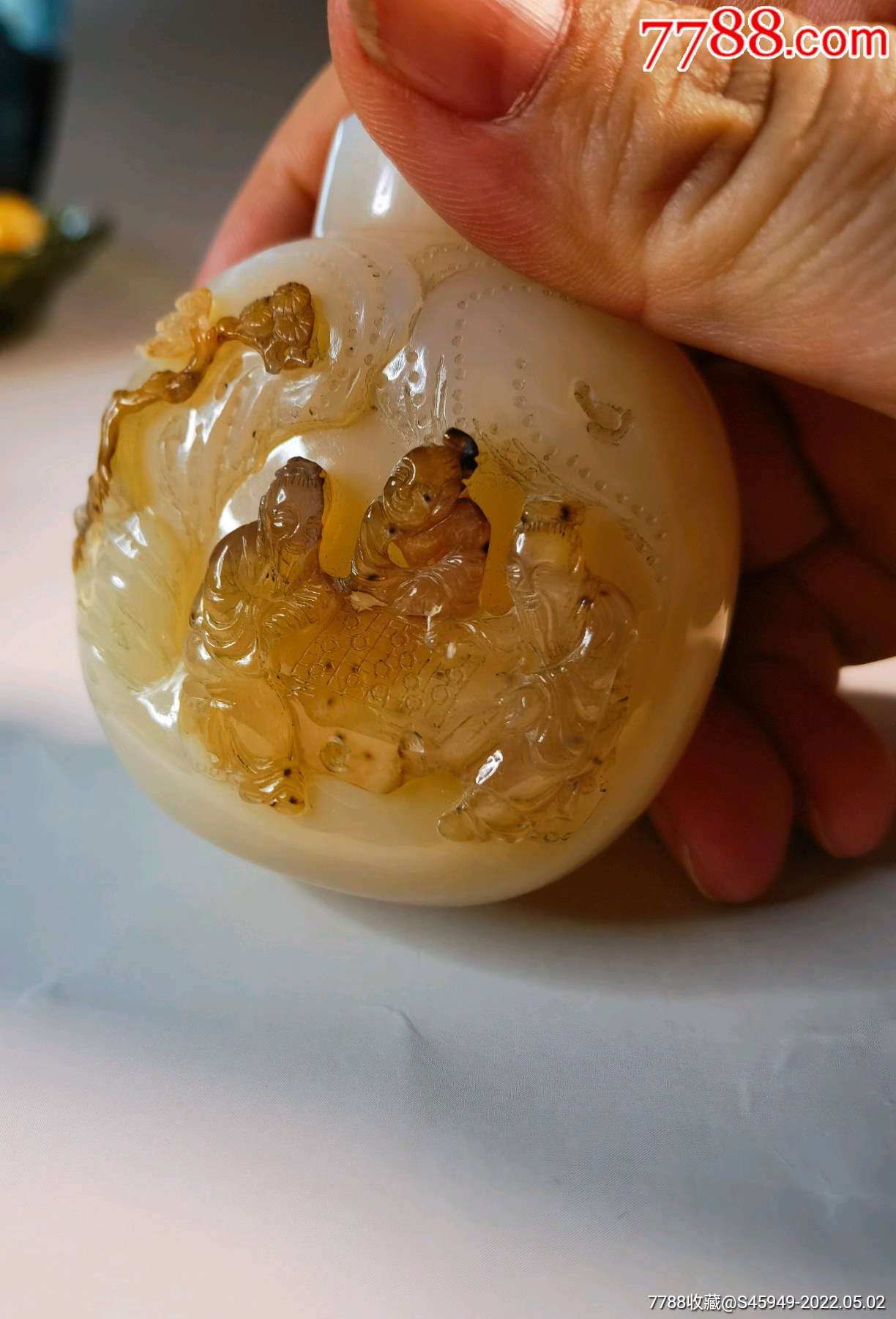 清代俏色玛瑙对弈图鼻烟壶_价格7800元【雷记杂货铺】_第1张_7788商城