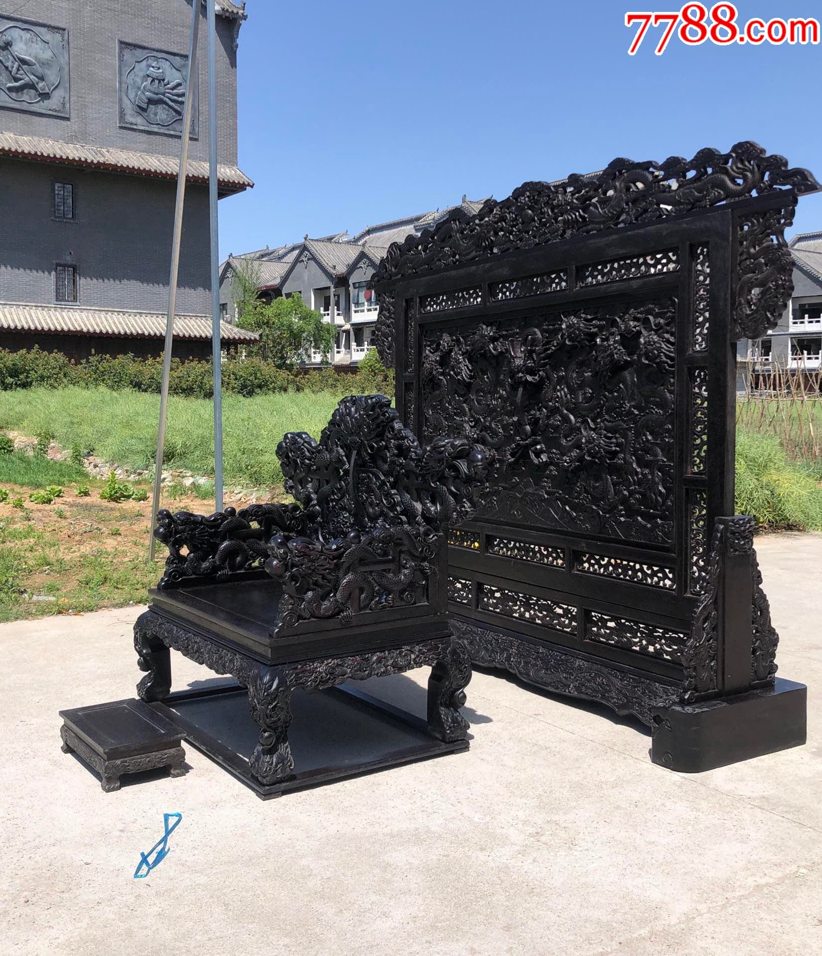 小叶紫檀高浮雕霸气宝座