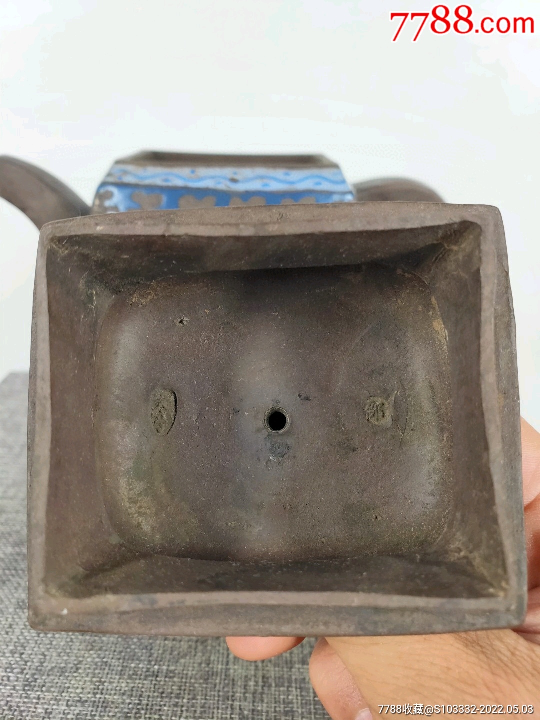 旧藏,【邵大亨製】底款,画彩"汉方"老紫砂壶一把