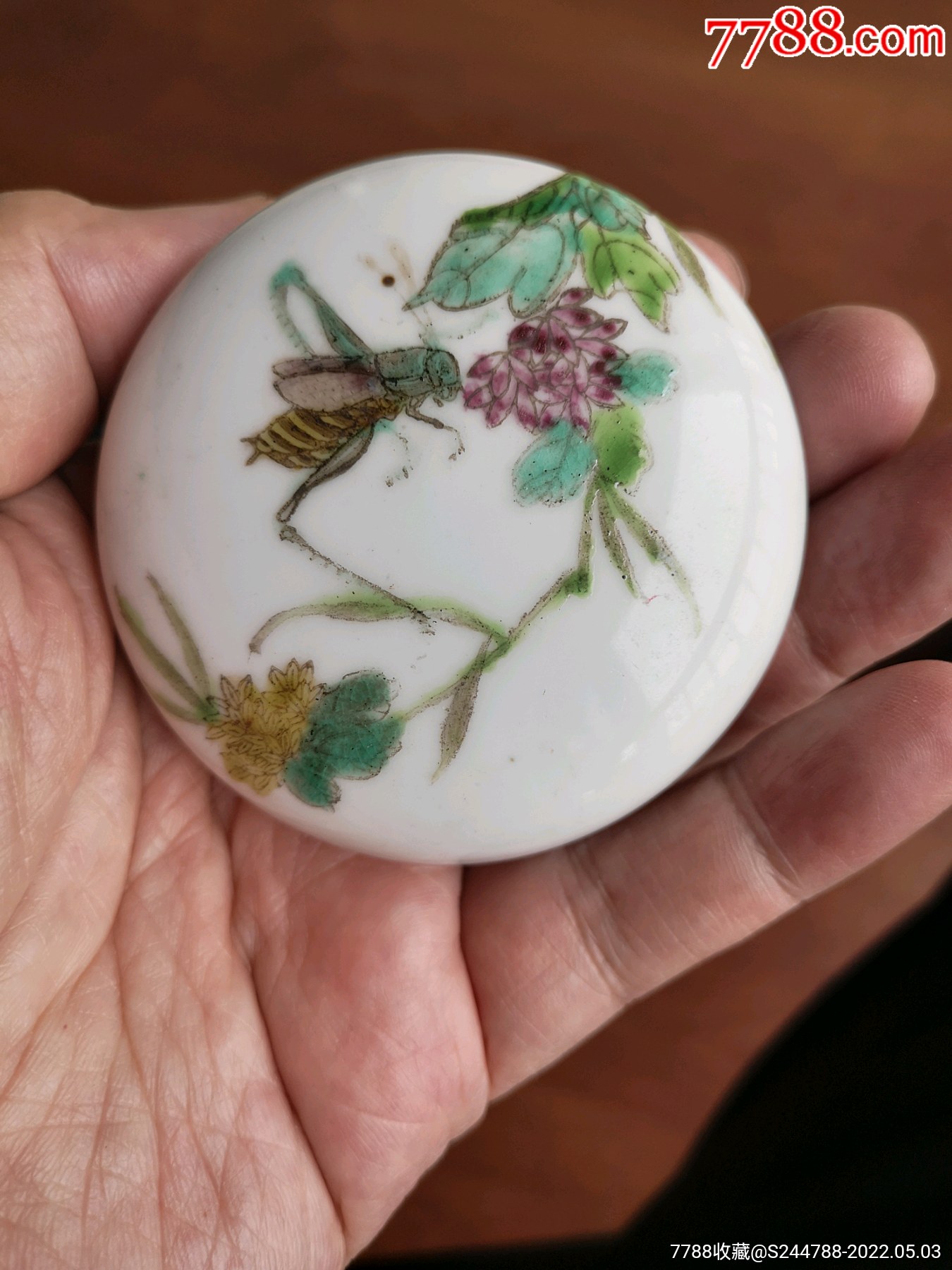 清末民国葡萄草虫印泥盒