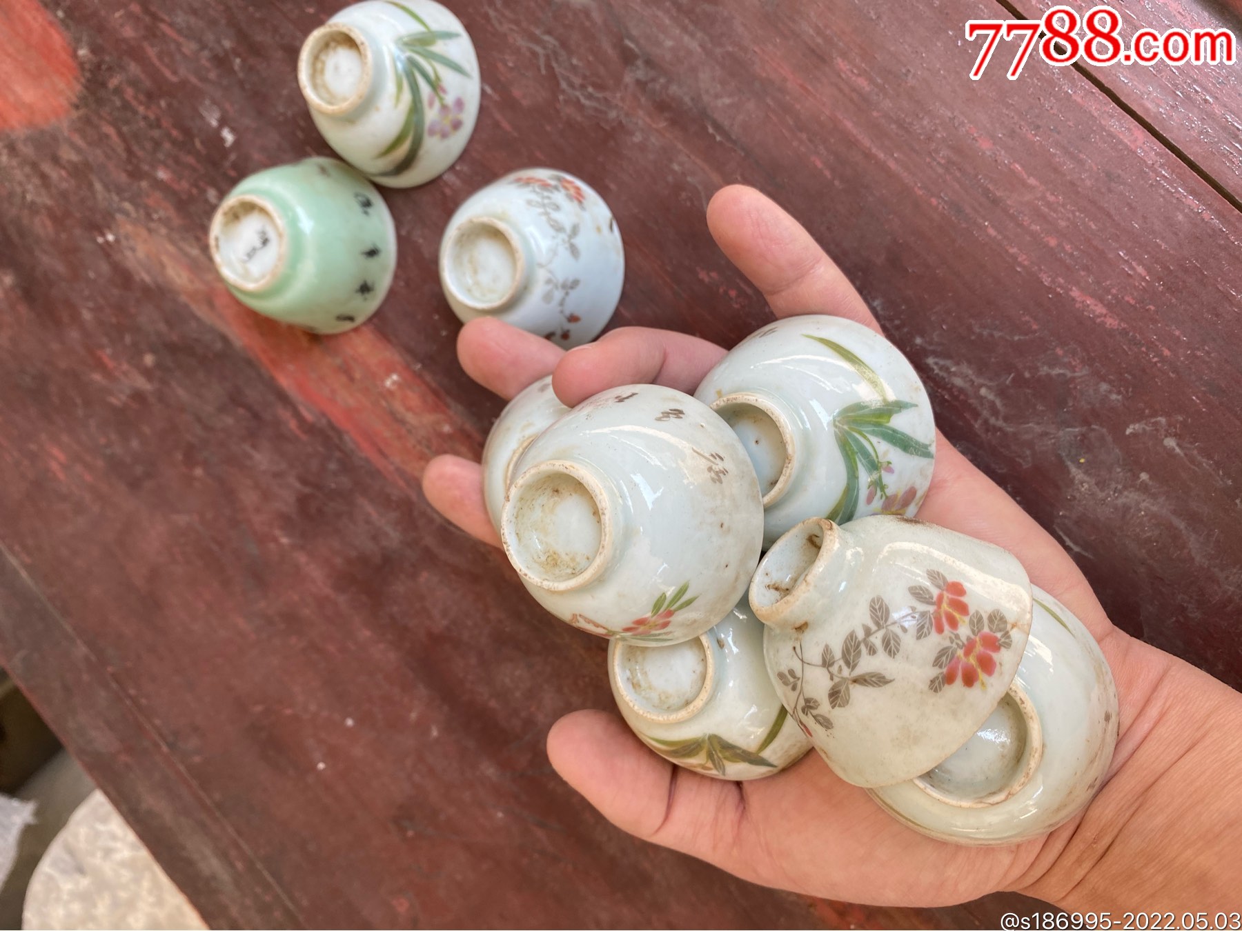 民国粉彩墨彩茶盏茶杯十个其中3个全美品如图