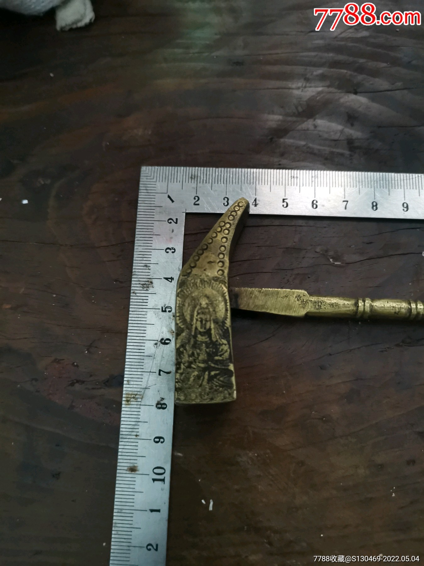 清代手工锻造佛像铜锤