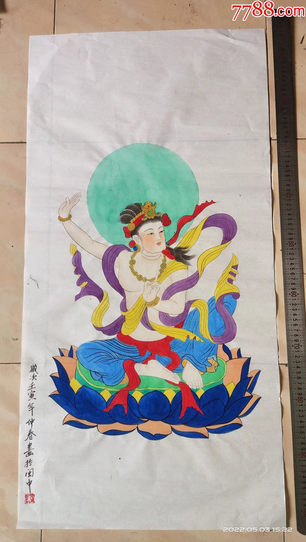 长100宽50厘米包纯手工绘画人物画国画工笔重彩佛像画