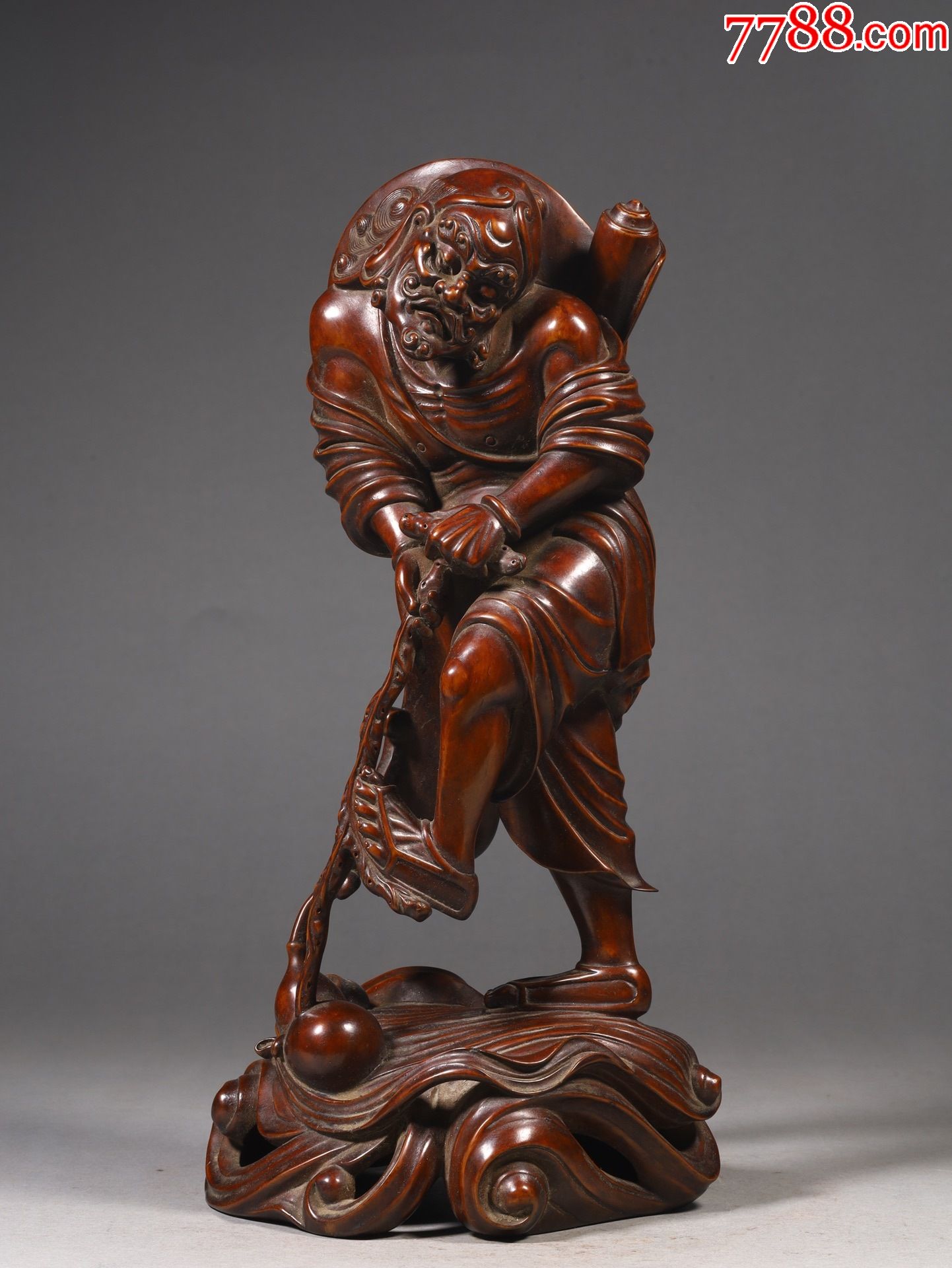 黄杨木铁拐李摆件._木佛像/人像_种类图片_收藏价格_7788茶具