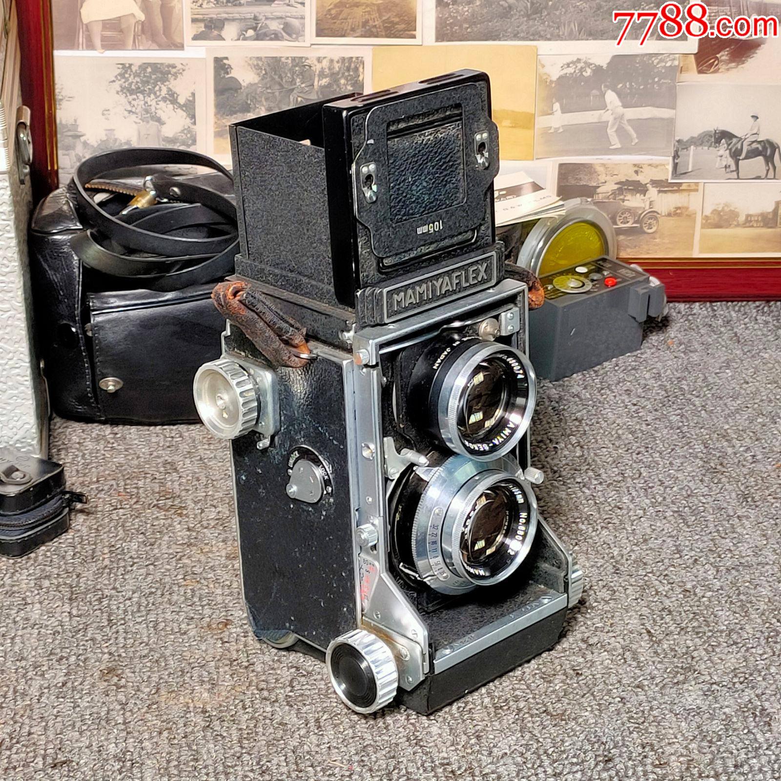日本古董相机老式玛米亚皮腔相机120胶卷双反相机快门工作带箱