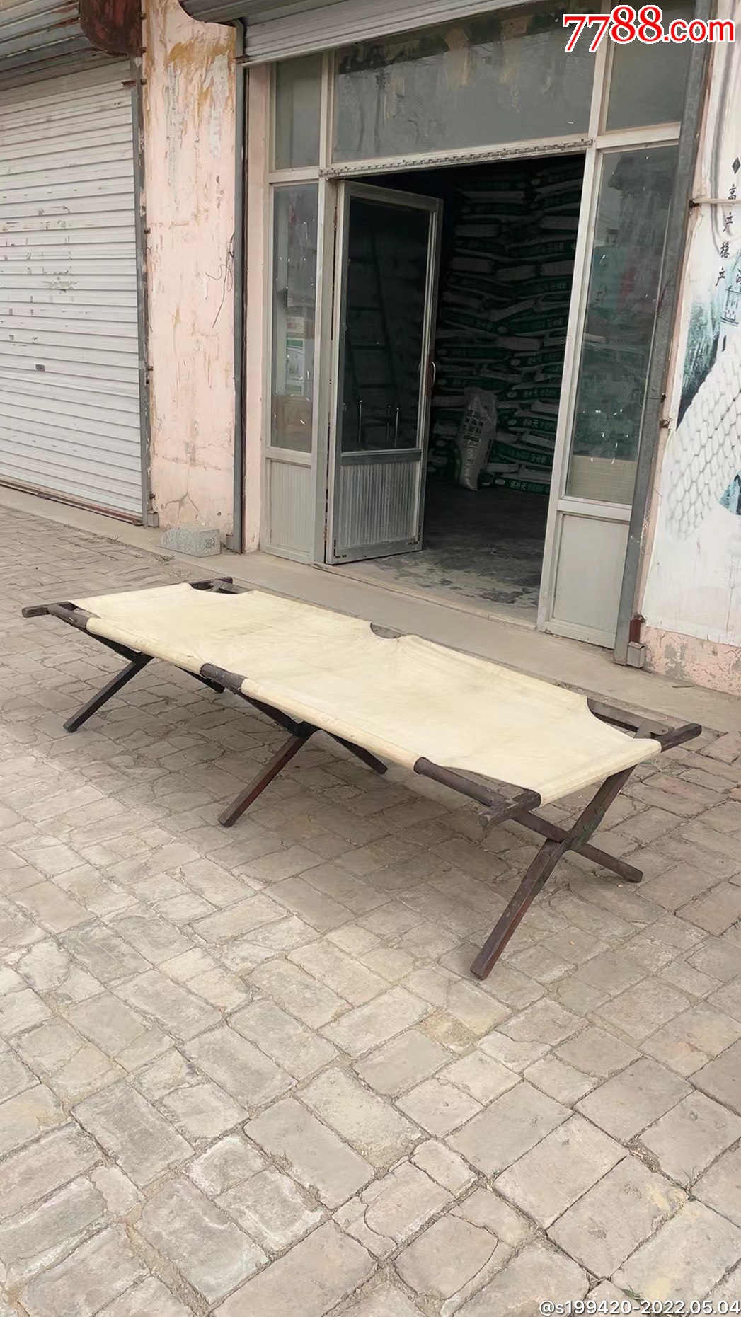 战争年代高档行军床铁力木长197宽66高45保存完好展馆收藏摆设