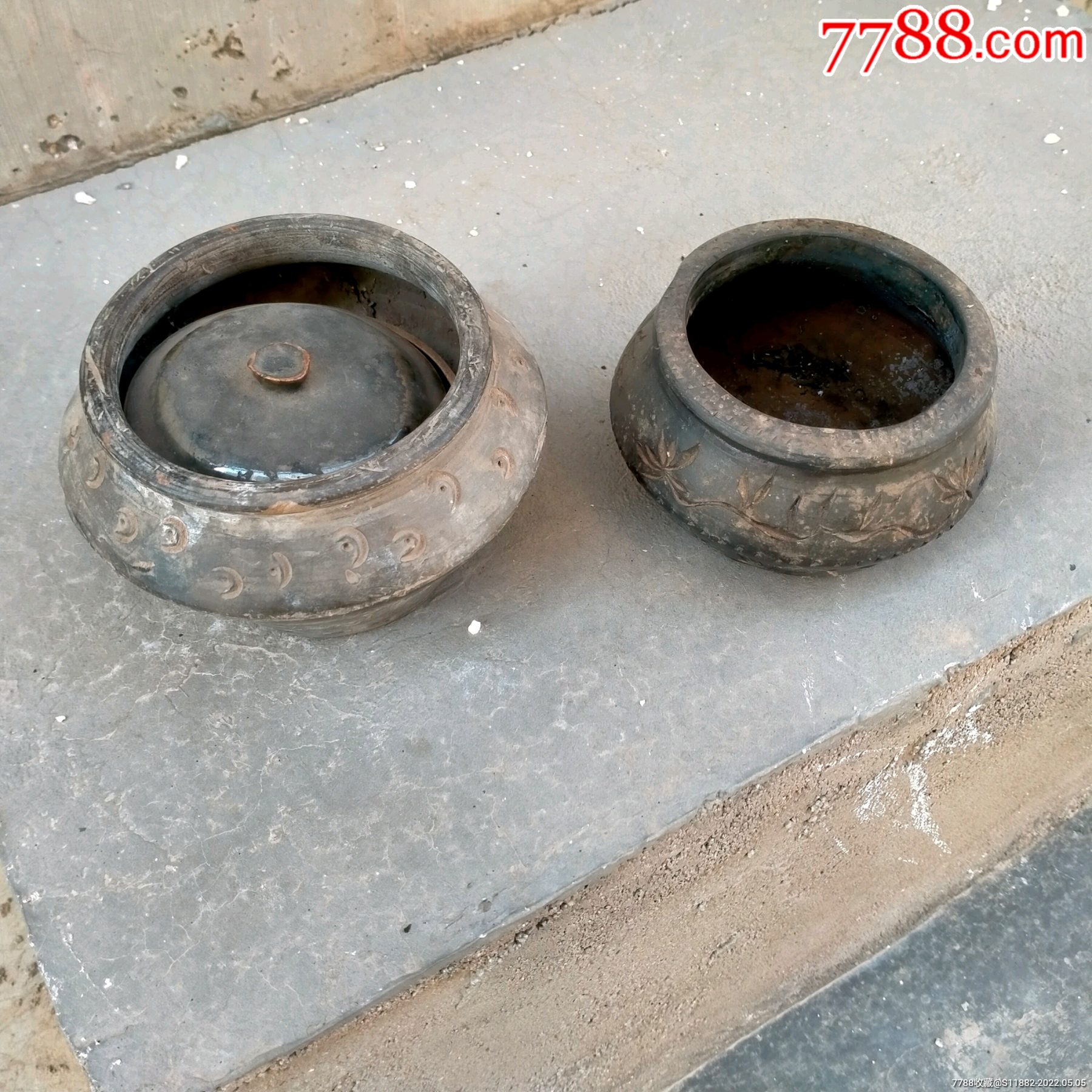 民国黑陶罐非物质文化遗产手工雕刻蝴蝶花卉黑陶罐一个的价格