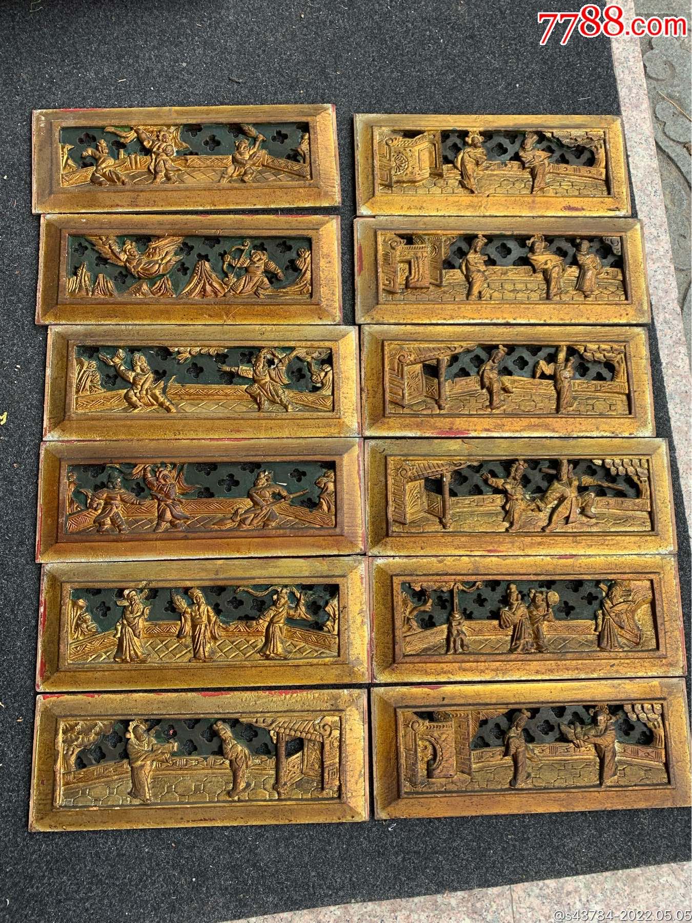 人物故事老木雕花板12片民俗老物件