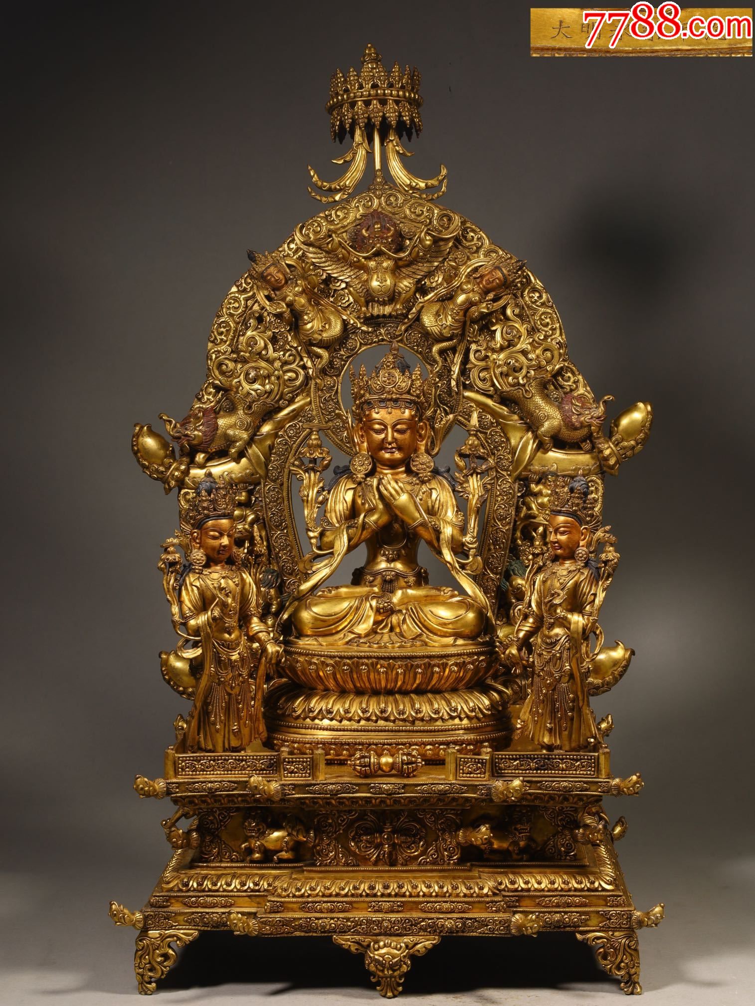 铜鎏金文殊菩萨坐像