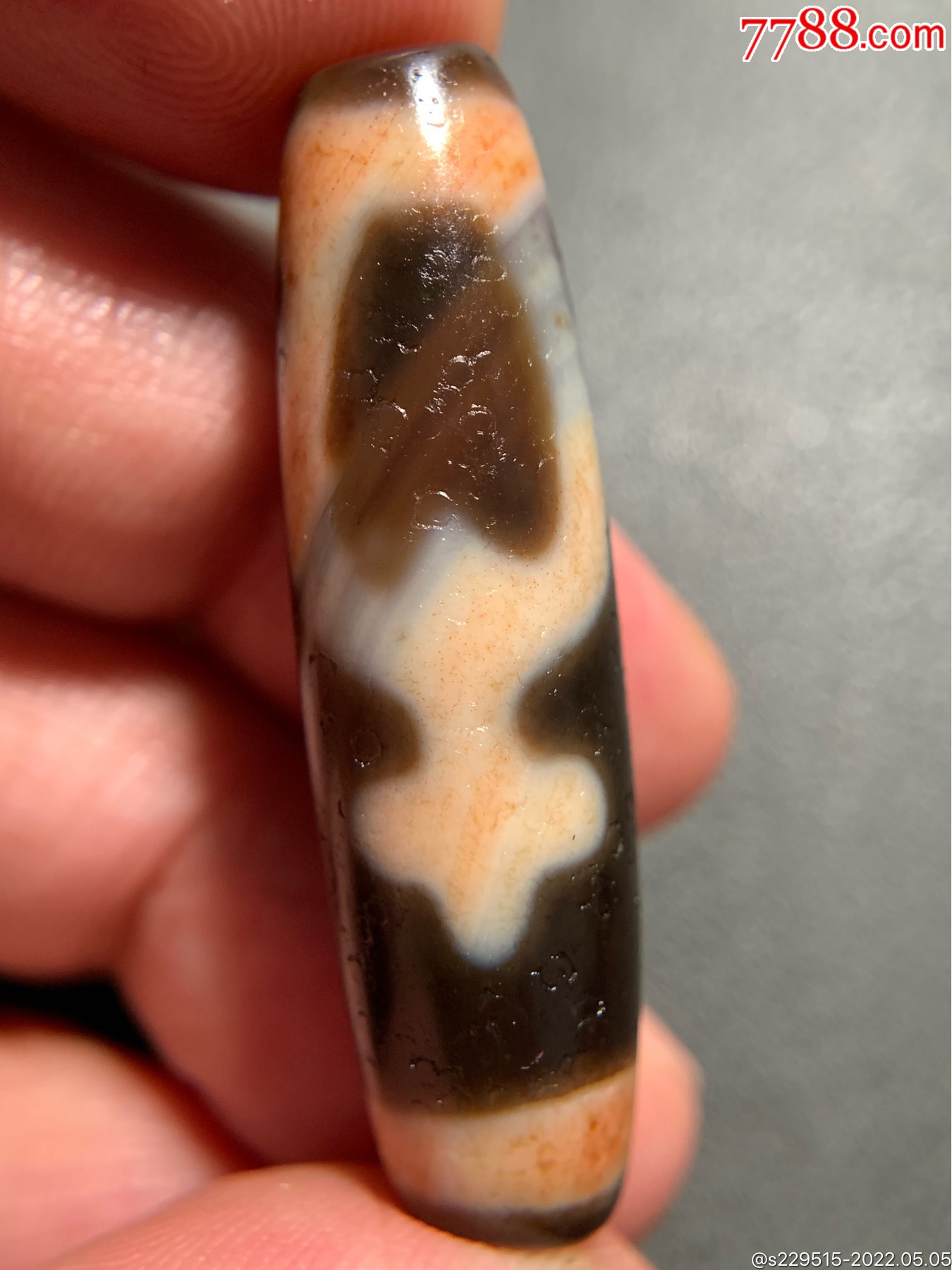 藏传带朱砂双宝瓶天珠40812毫米