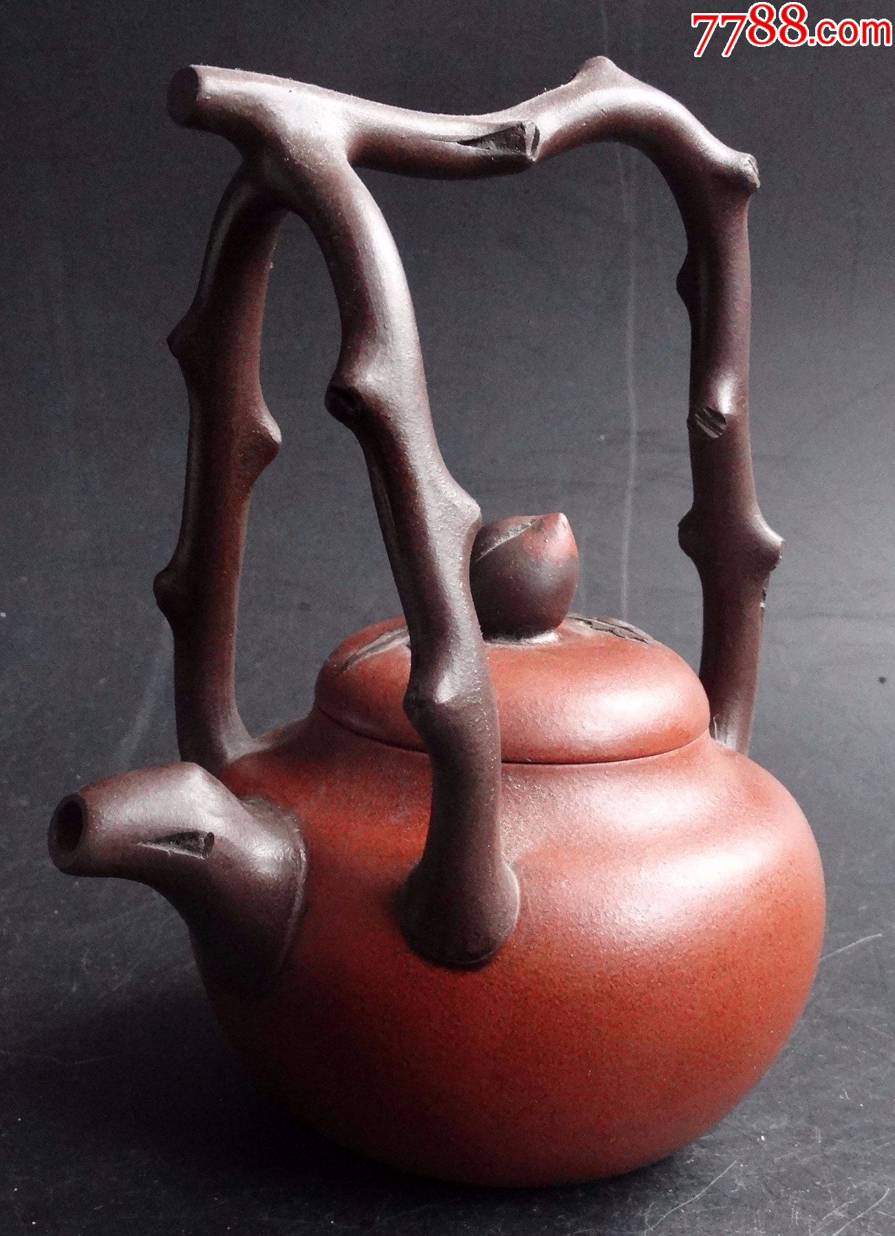 108古玩古董老货真品茶叶杯碗紫砂壶收藏全手工打造双色寿桃提梁