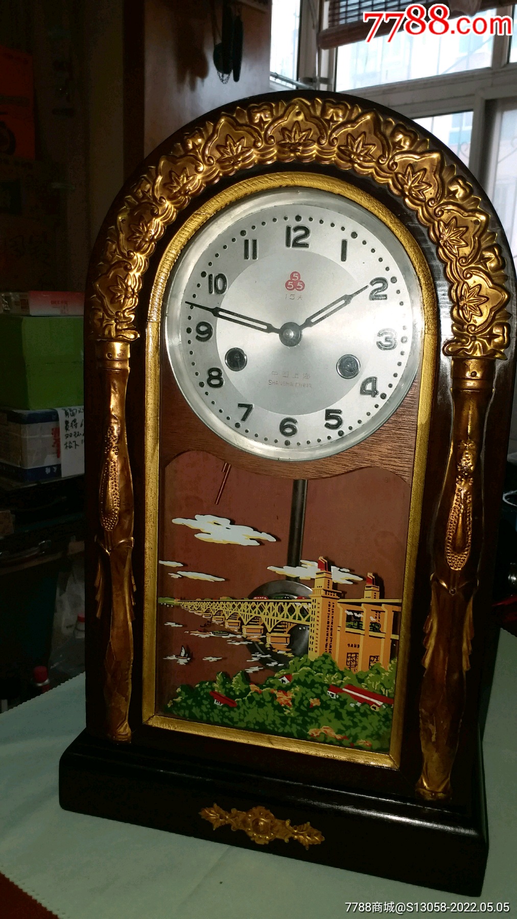 好品文革南京长江大桥555牌十五天座钟2