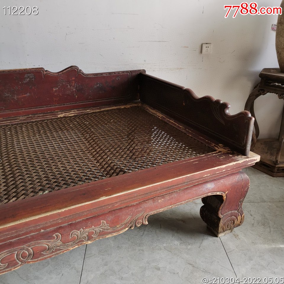 清代榆木大罗汉床全品无修棕绳完好可使用长247宽137厘米