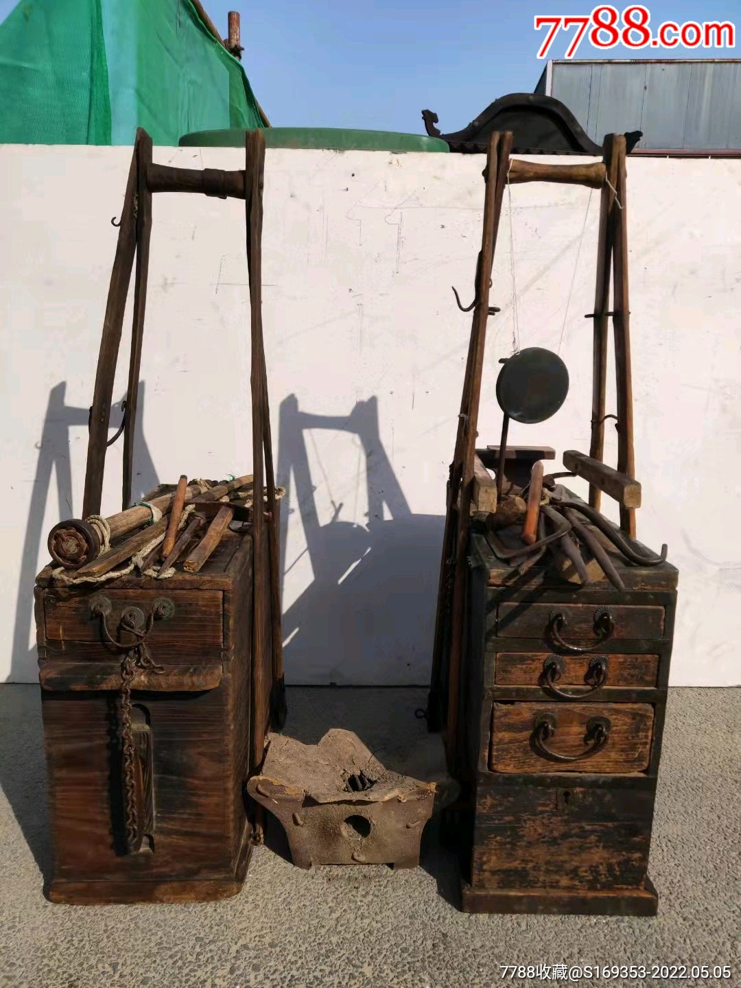 民俗老物件，以前走街串巷焗瓷焗碗用的工具，(俗称咕噜挑子)一套，小炉子，镇子，_其他收藏品_刘氏古典家具【7788收藏__收藏热线】